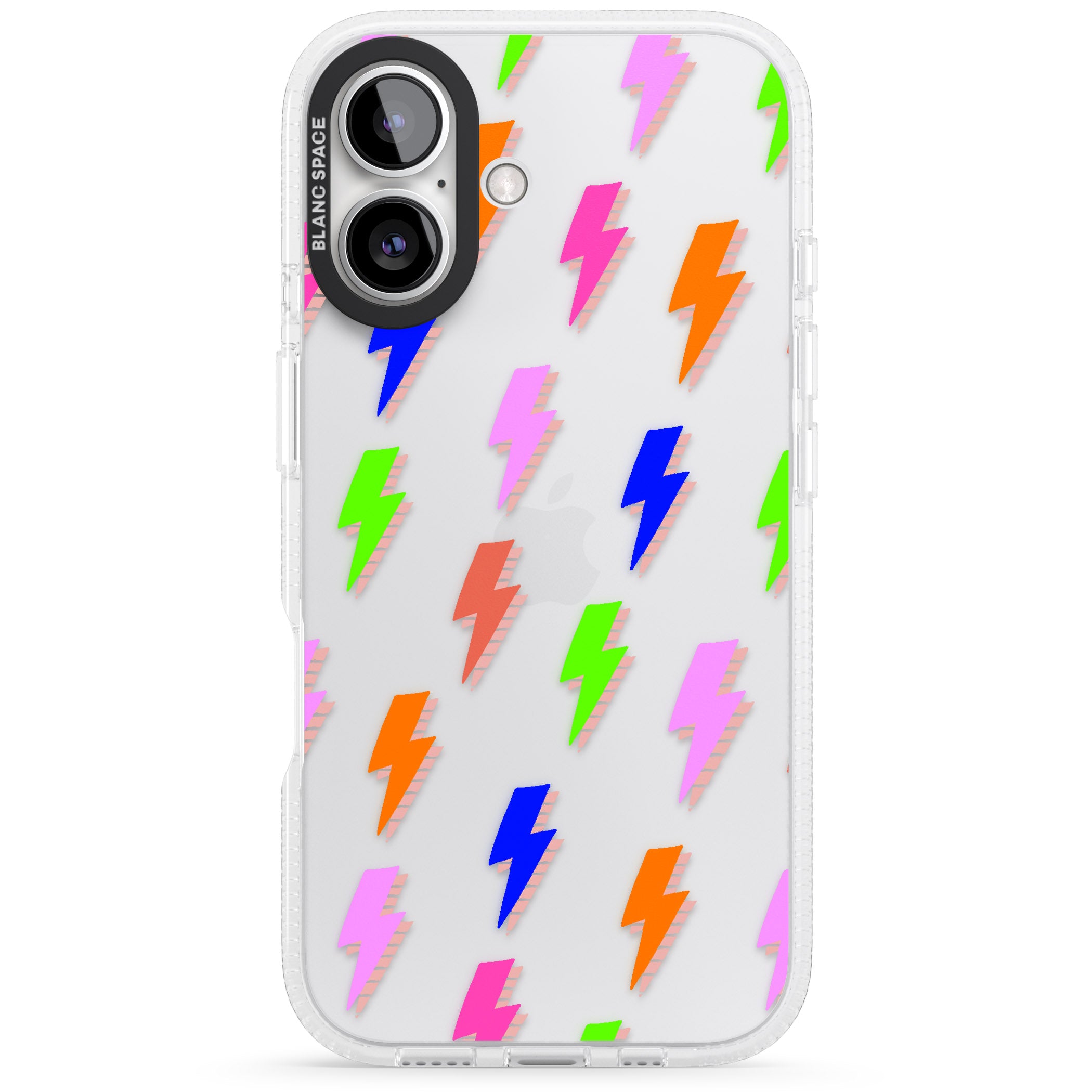 Rainbow Pop Lightning iPhone 16 / 16 Plus Clear Case Impact Air - Blanc Space