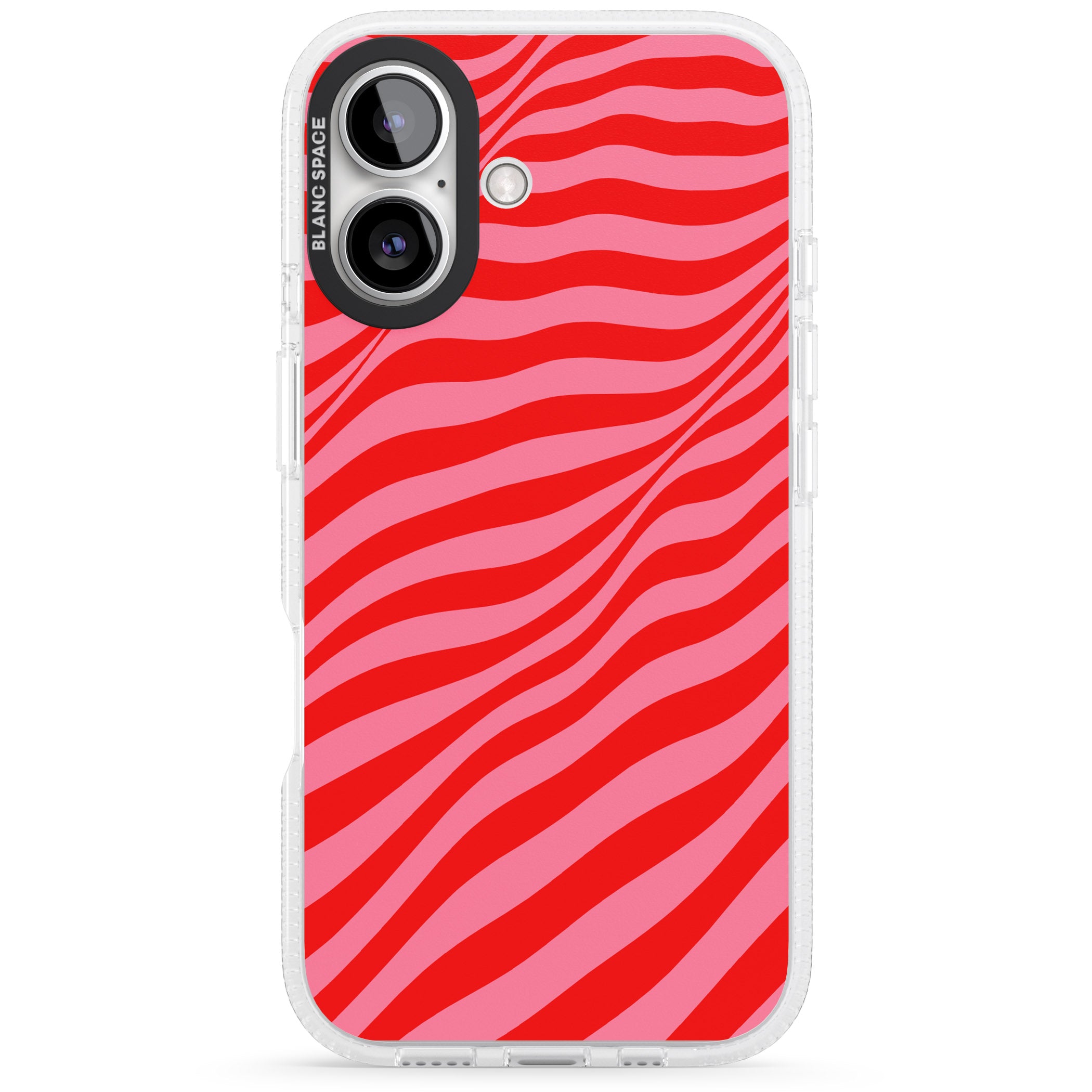 Pink & Red Distorted Line iPhone 16 / 16 Plus Clear Case Impact Air - Blanc Space