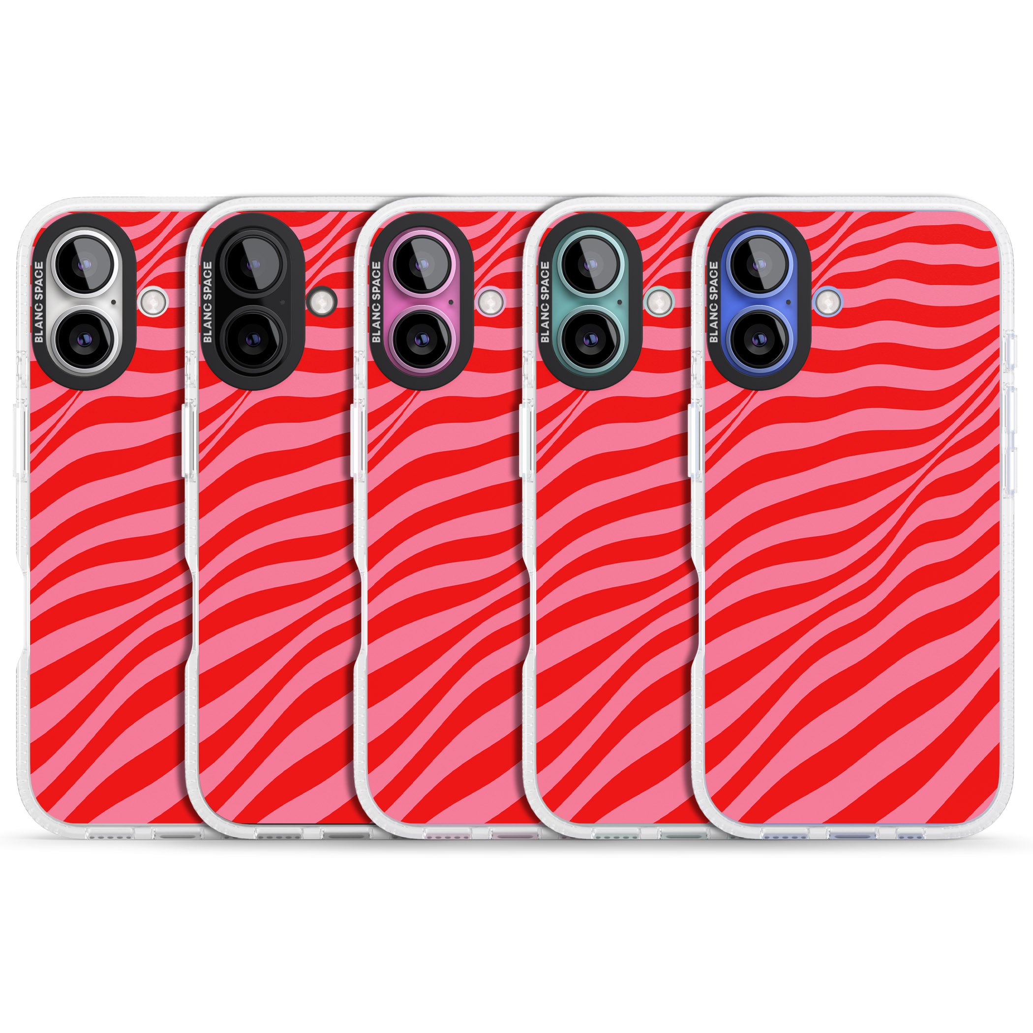 Pink & Red Distorted Line iPhone 16 / 16 Plus Clear Case Impact Air - Blanc Space