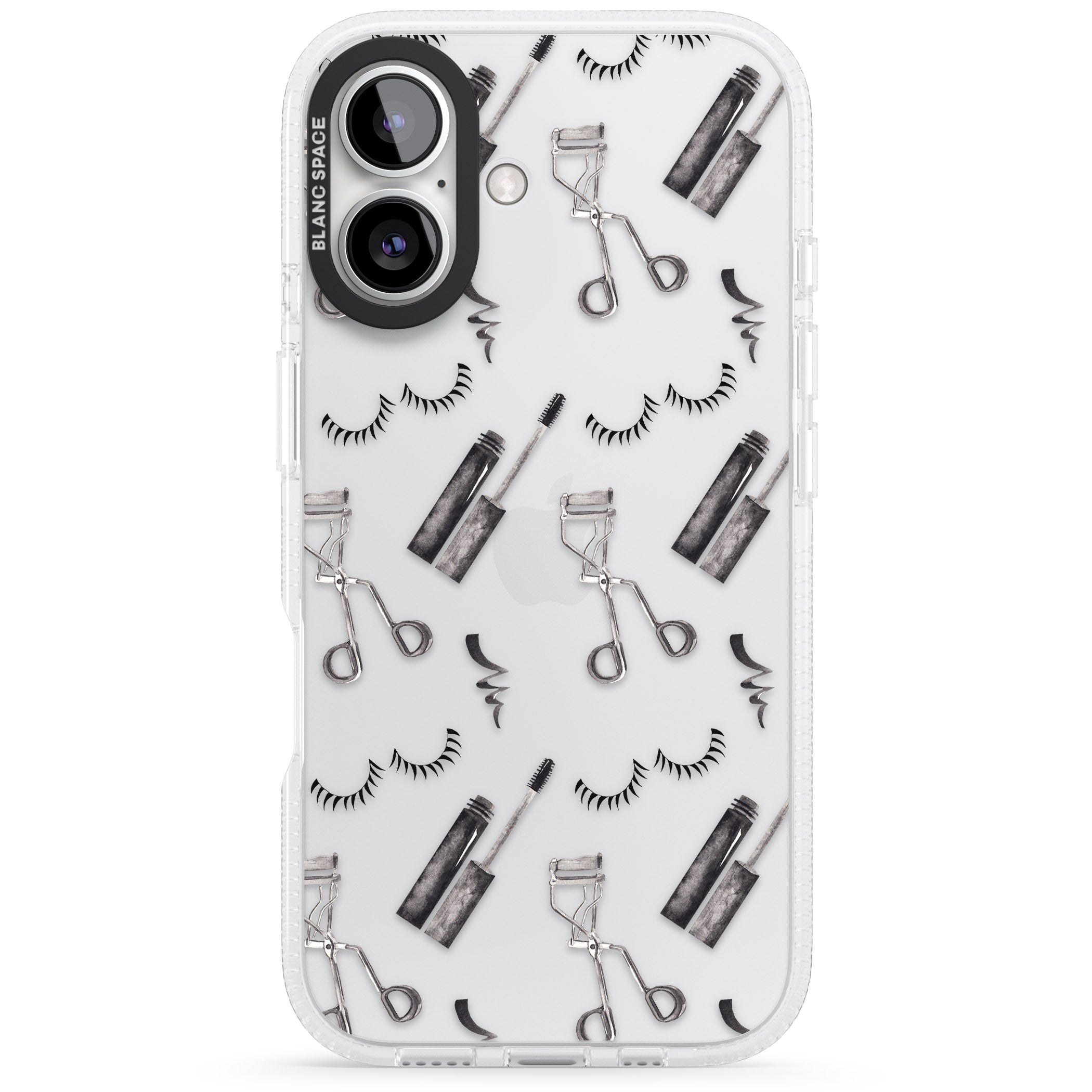 Eyelash Makeup Pattern iPhone 16 / 16 Plus Clear Case Impact Air - Blanc Space