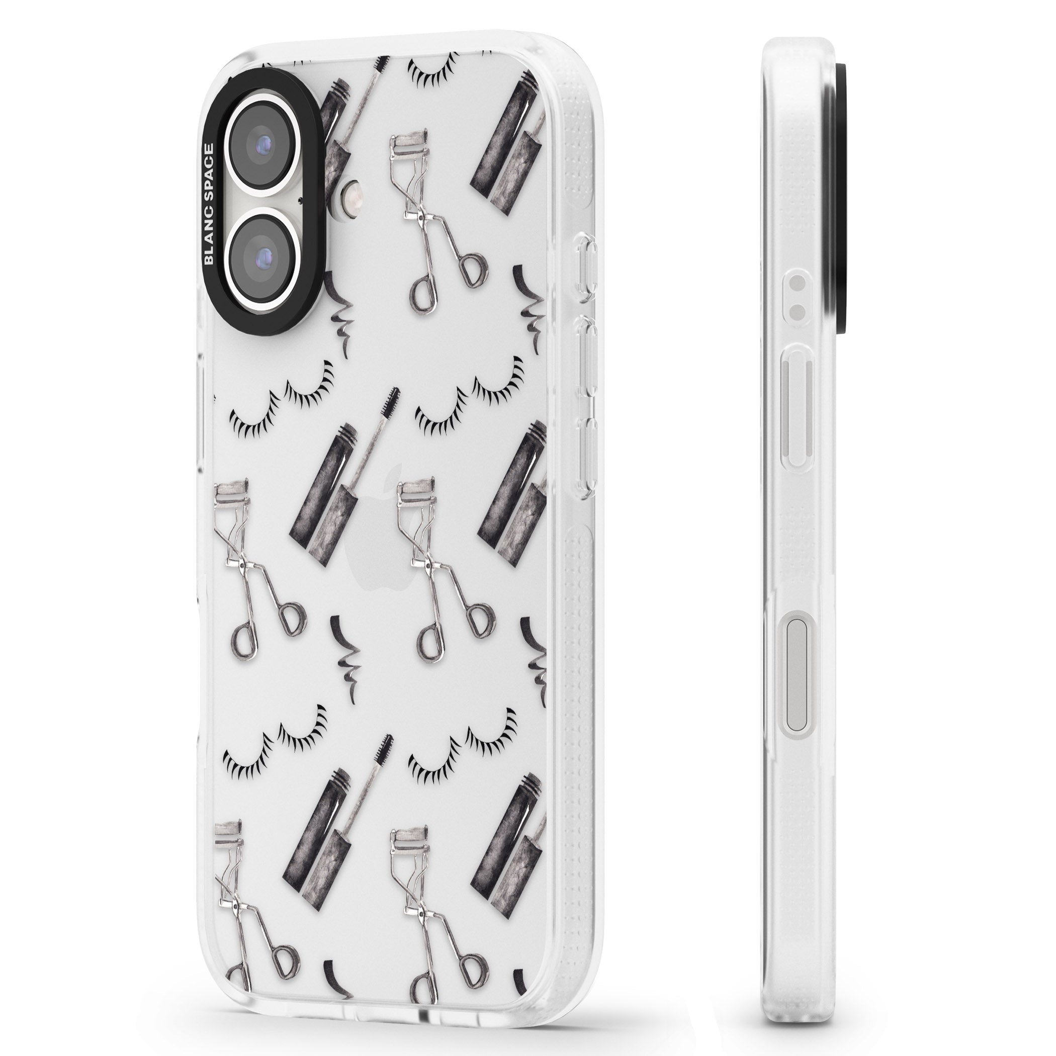 Eyelash Makeup Pattern iPhone 16 / 16 Plus Clear Case Impact Air - Blanc Space