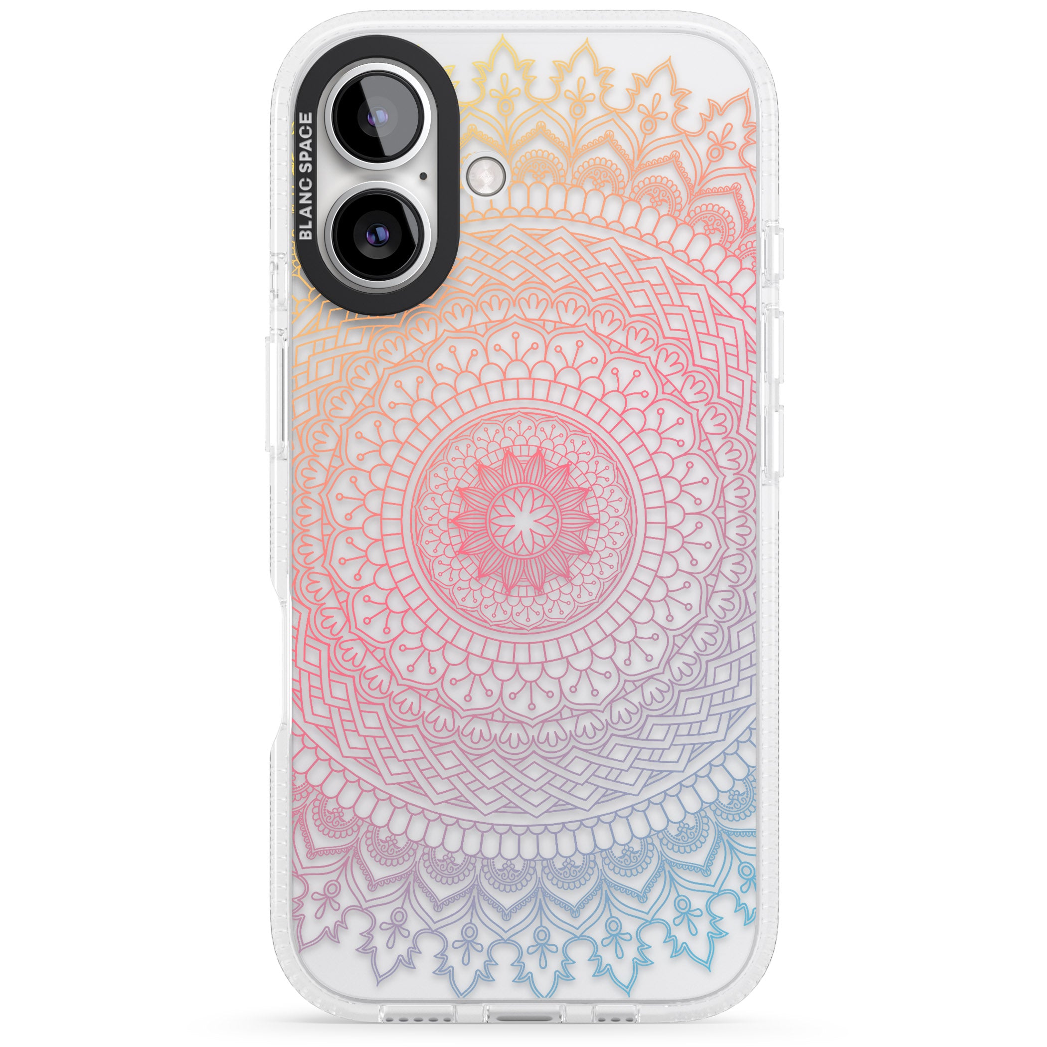 Large Rainbow Mandala iPhone 16 / 16 Plus Clear Case Impact Air - Blanc Space