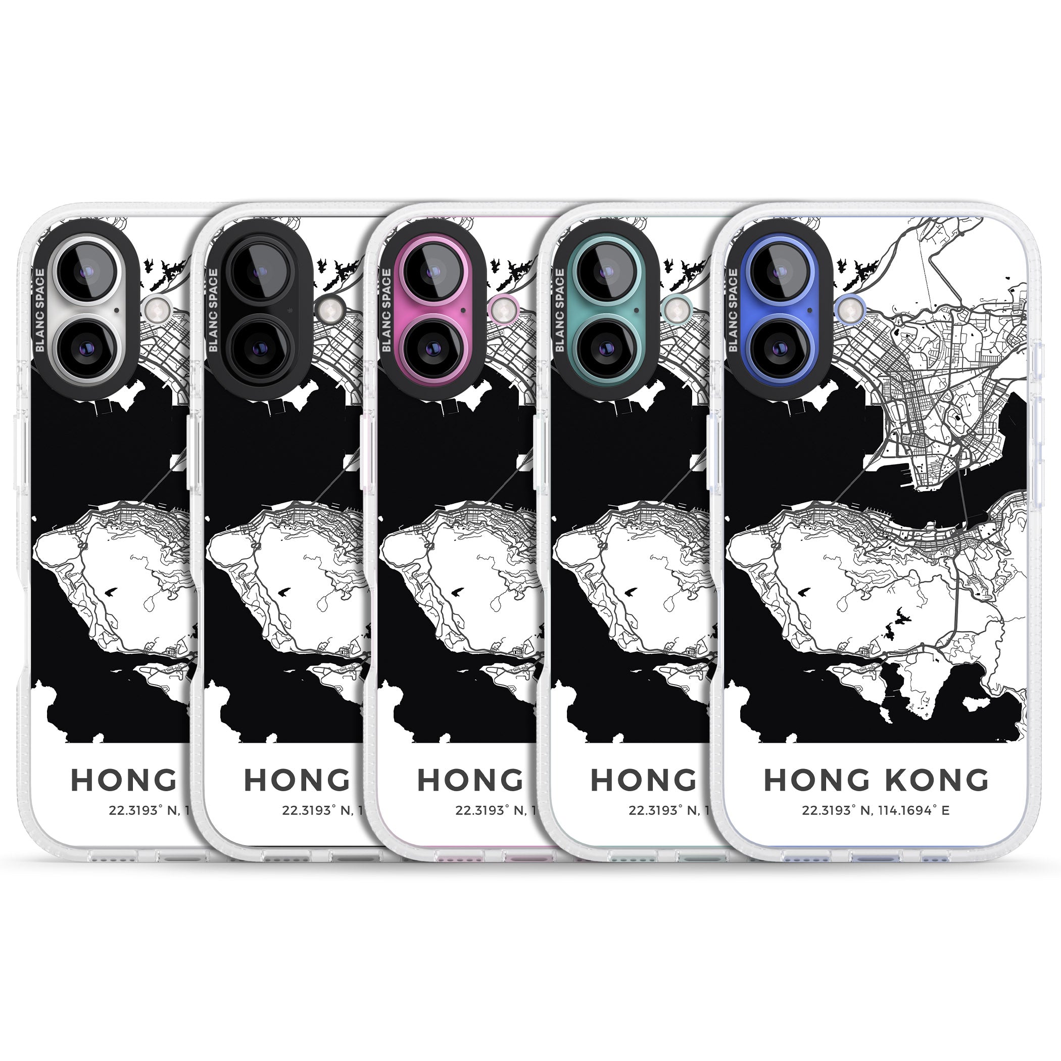 Map of Hong Kong iPhone 16 / 16 Plus Clear Case Impact Air - Blanc Space