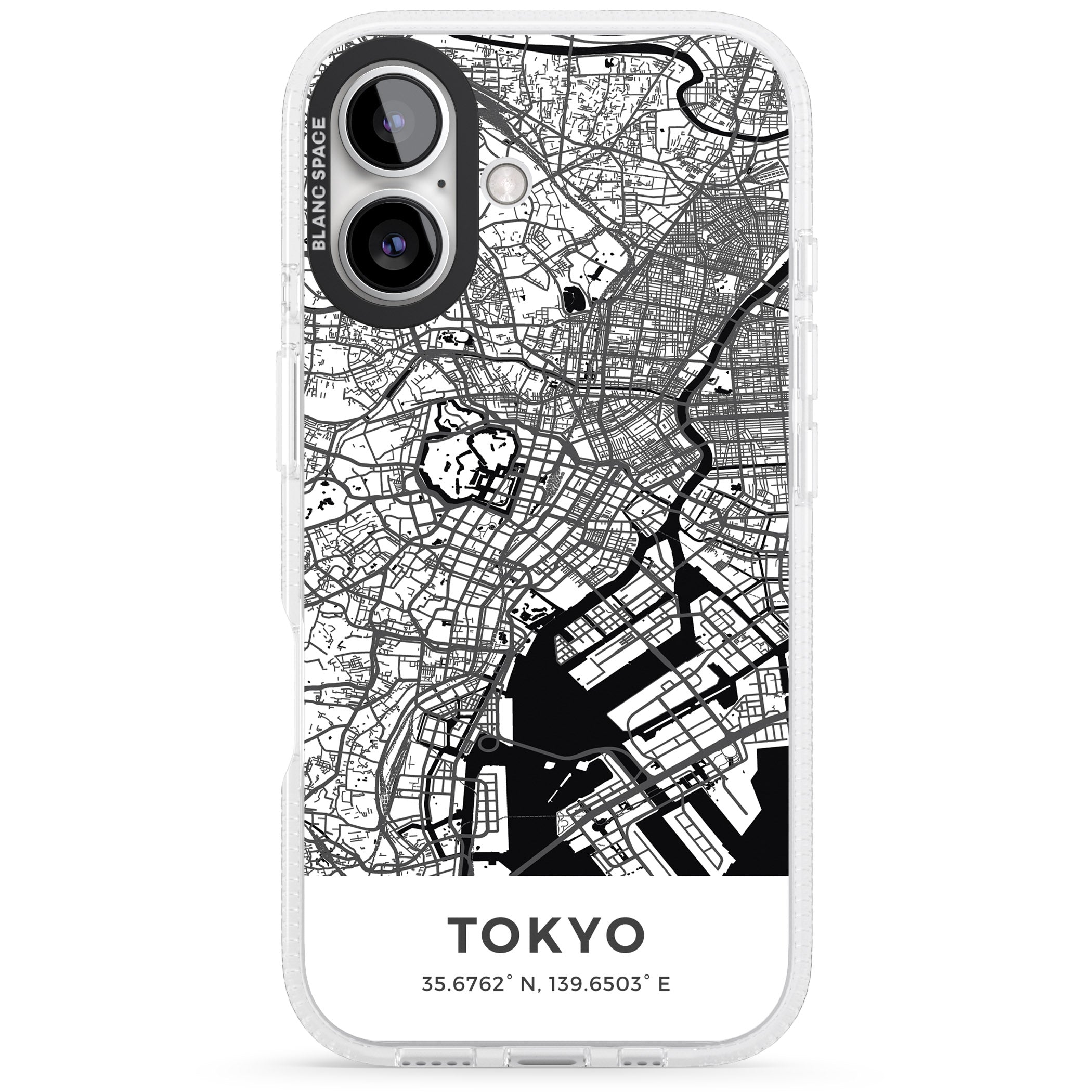 Map of Tokyo, Japan iPhone 16 / 16 Plus Clear Case Impact Air - Blanc Space