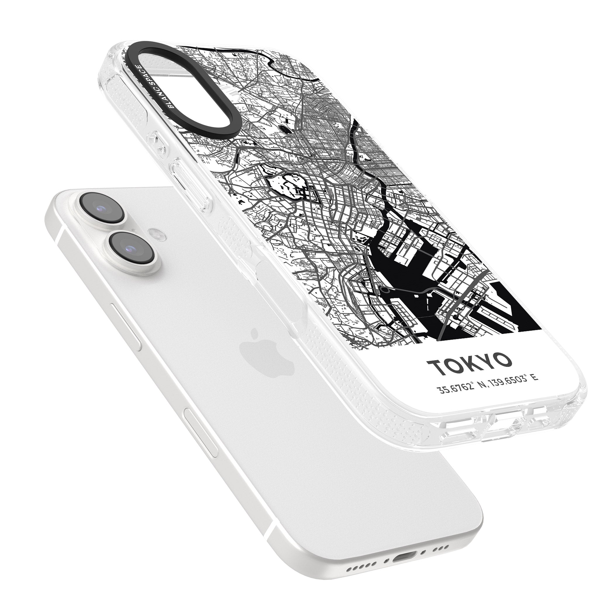 Map of Tokyo, Japan iPhone 16 / 16 Plus Clear Case Impact Air - Blanc Space