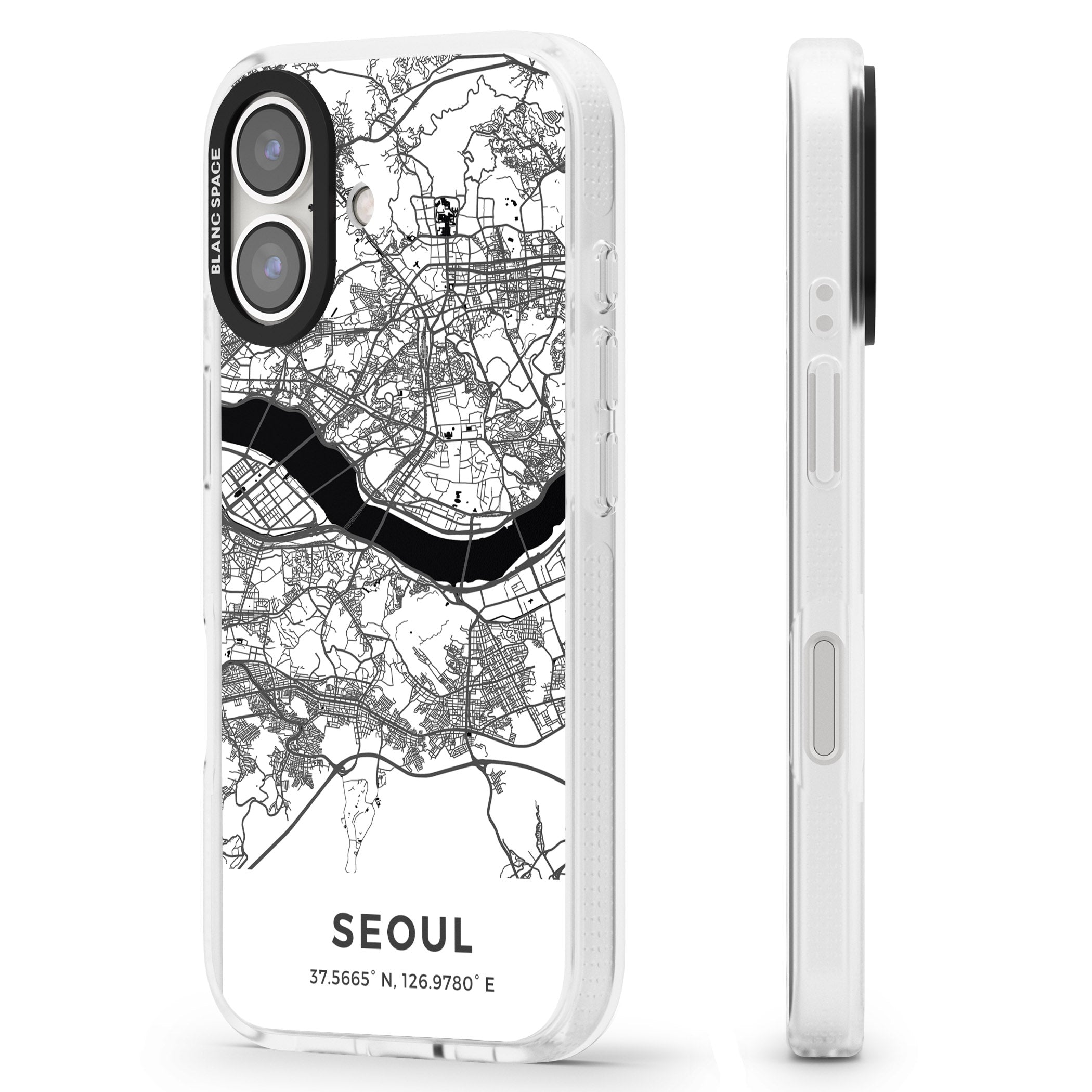 Map of Seoul, South Korea iPhone 16 / 16 Plus Clear Case Impact Air - Blanc Space