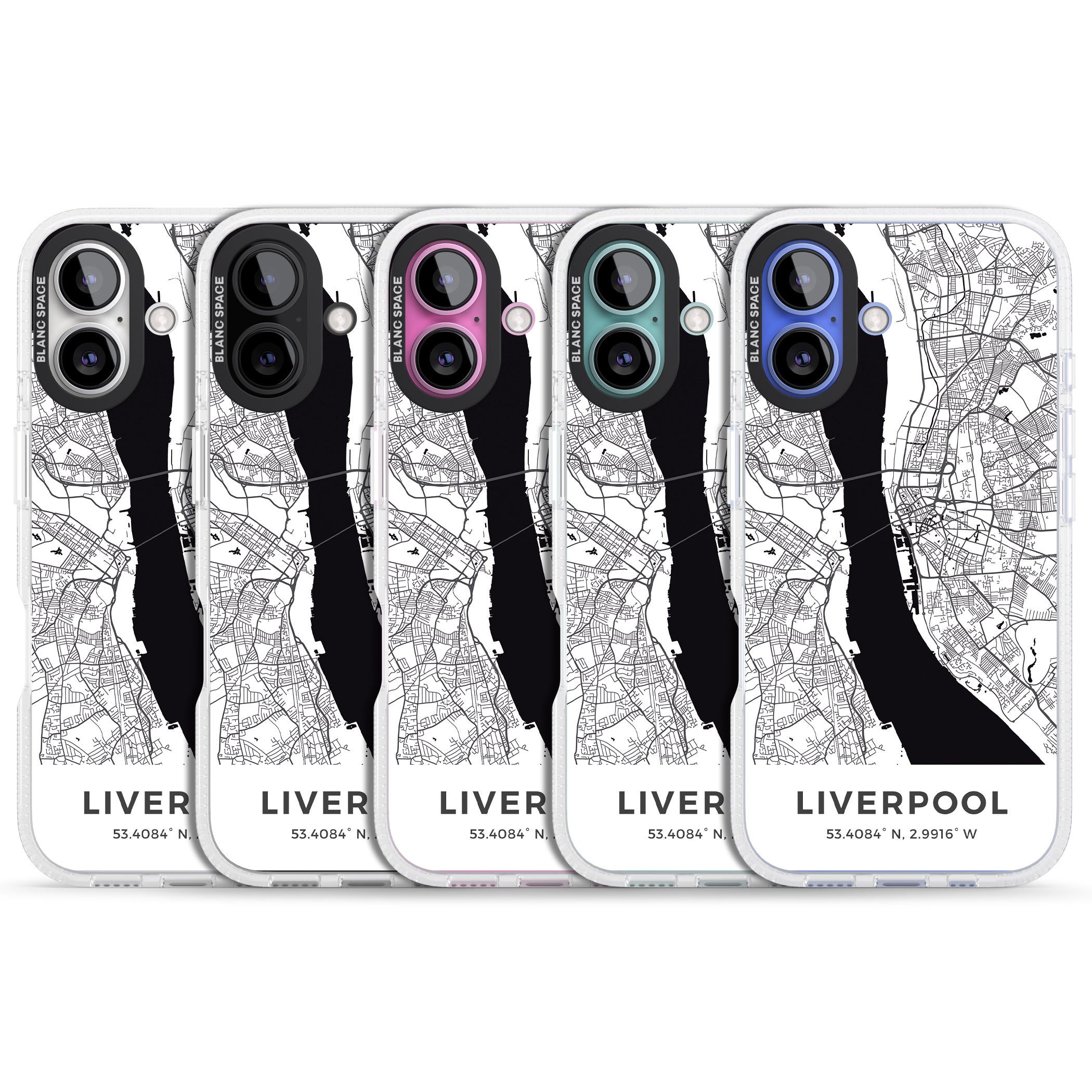 Map of Liverpool, England iPhone 16 / 16 Plus Clear Case Impact Air - Blanc Space