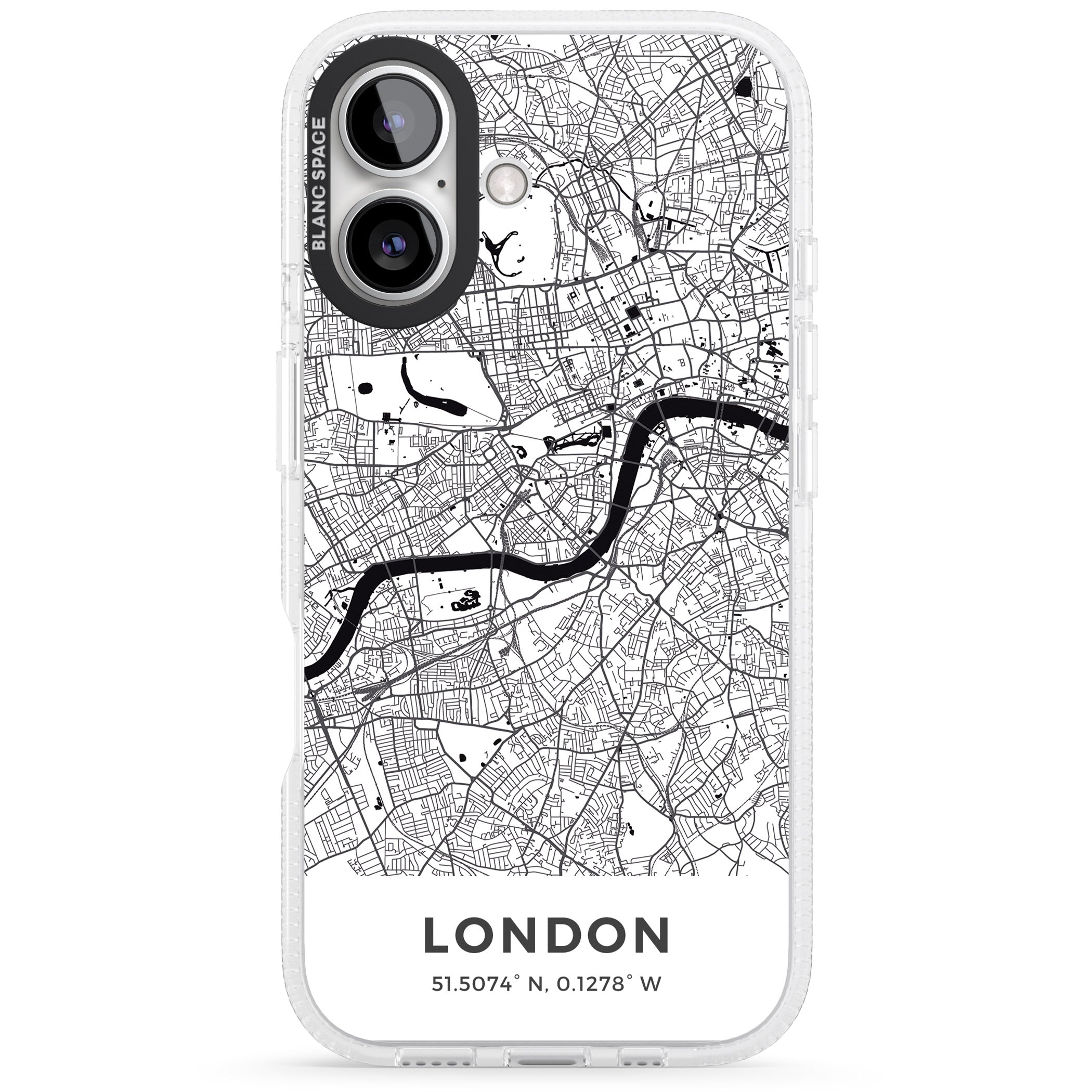 Map of London, England iPhone 16 / 16 Plus Clear Case Impact Air - Blanc Space