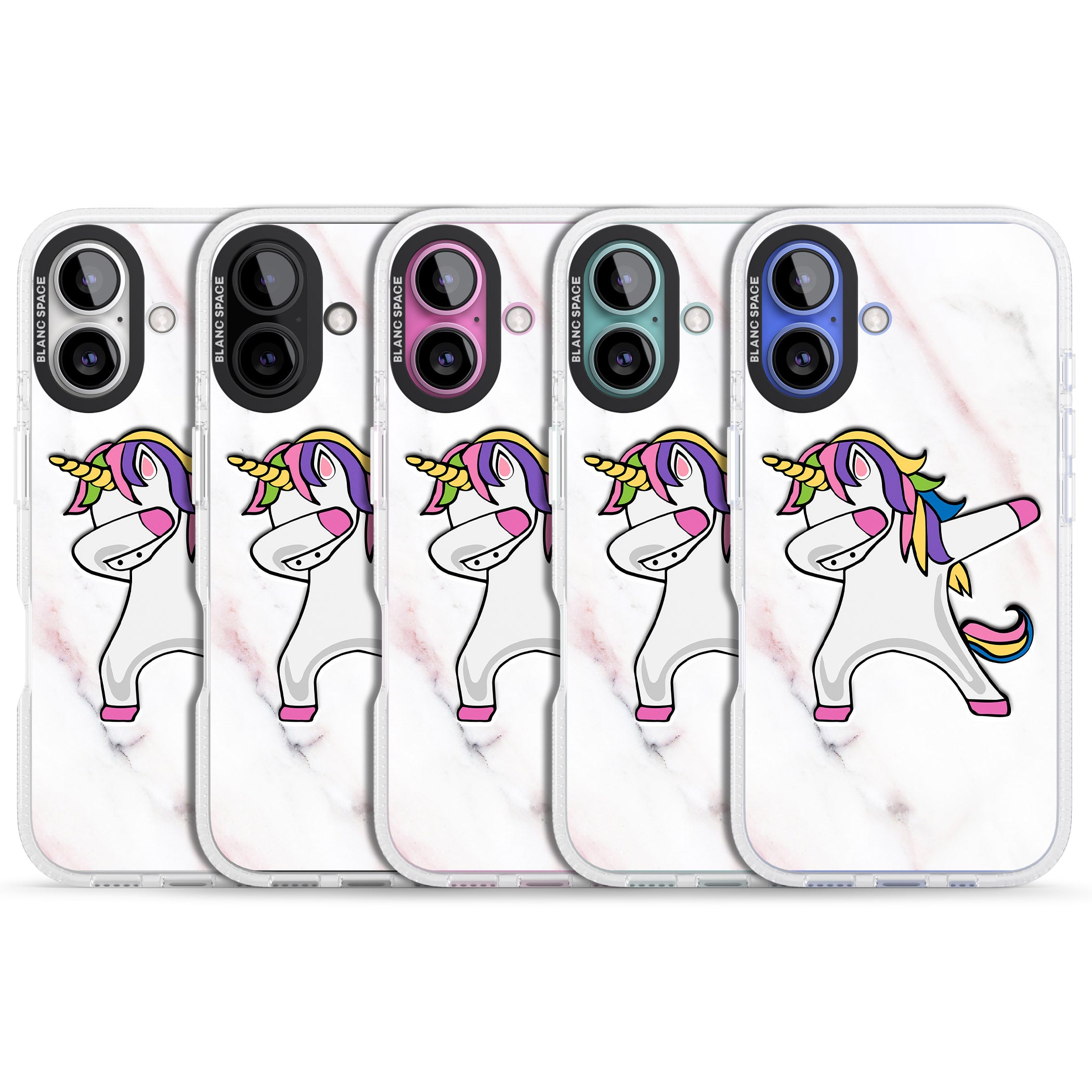 Designer Marble Unicorn Dab iPhone 16 / 16 Plus Clear Case Impact Air - Blanc Space