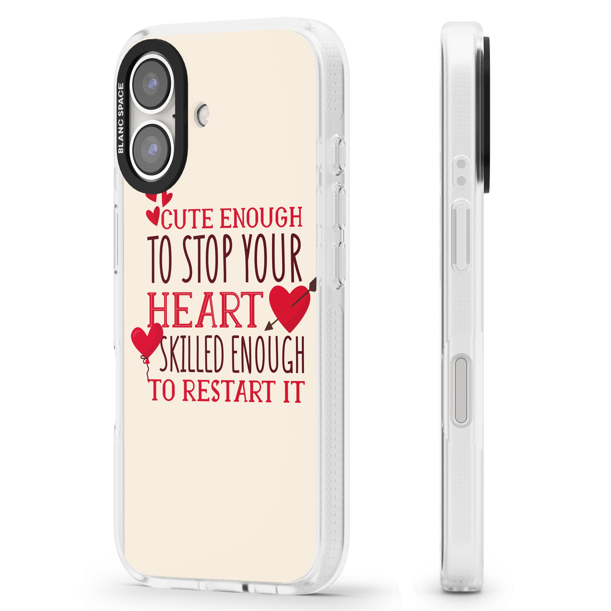 Medical Design Cute Enough to Stop Your Heart iPhone 16 / 16 Plus Clear Case Impact Air - Blanc Space