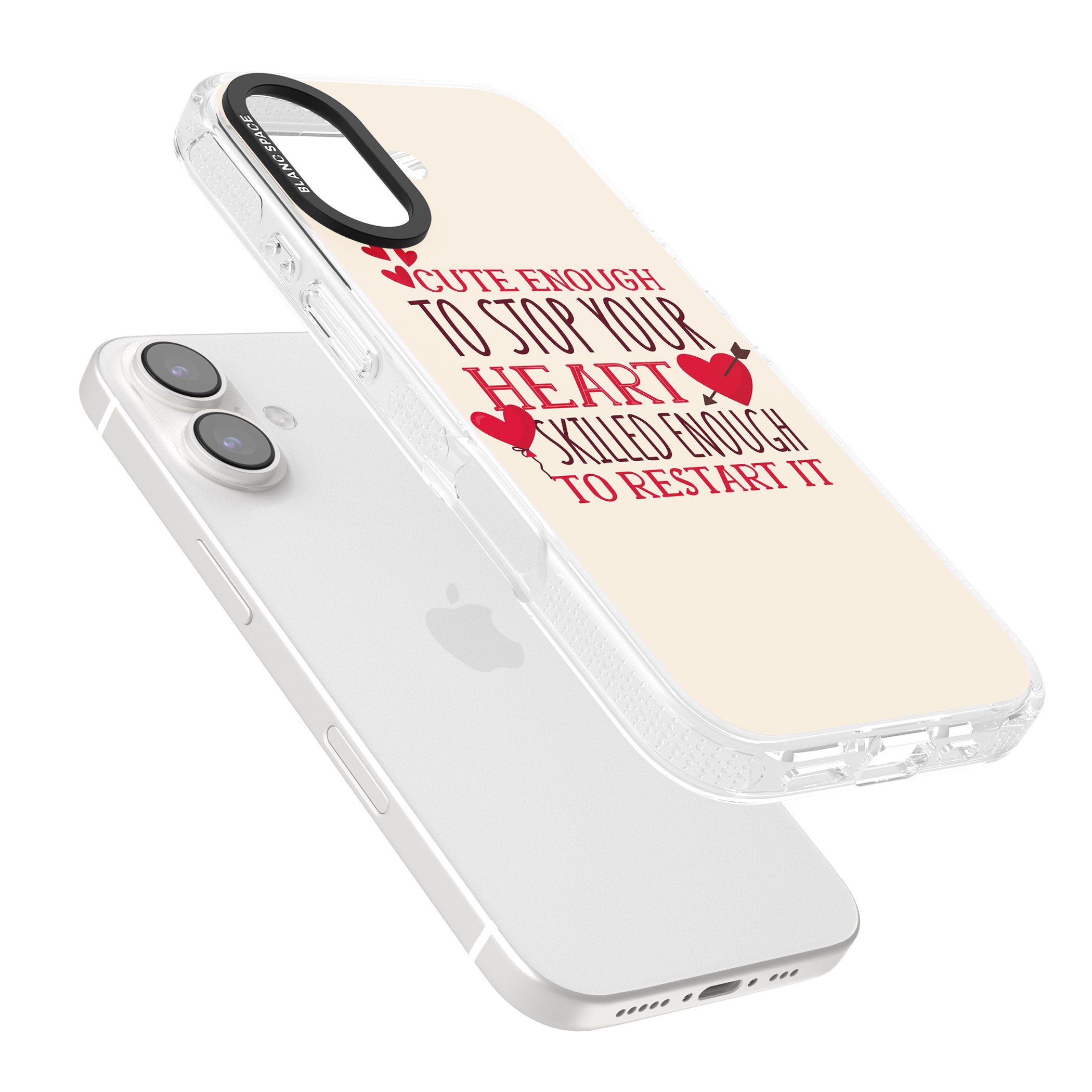 Medical Design Cute Enough to Stop Your Heart iPhone 16 / 16 Plus Clear Case Impact Air - Blanc Space