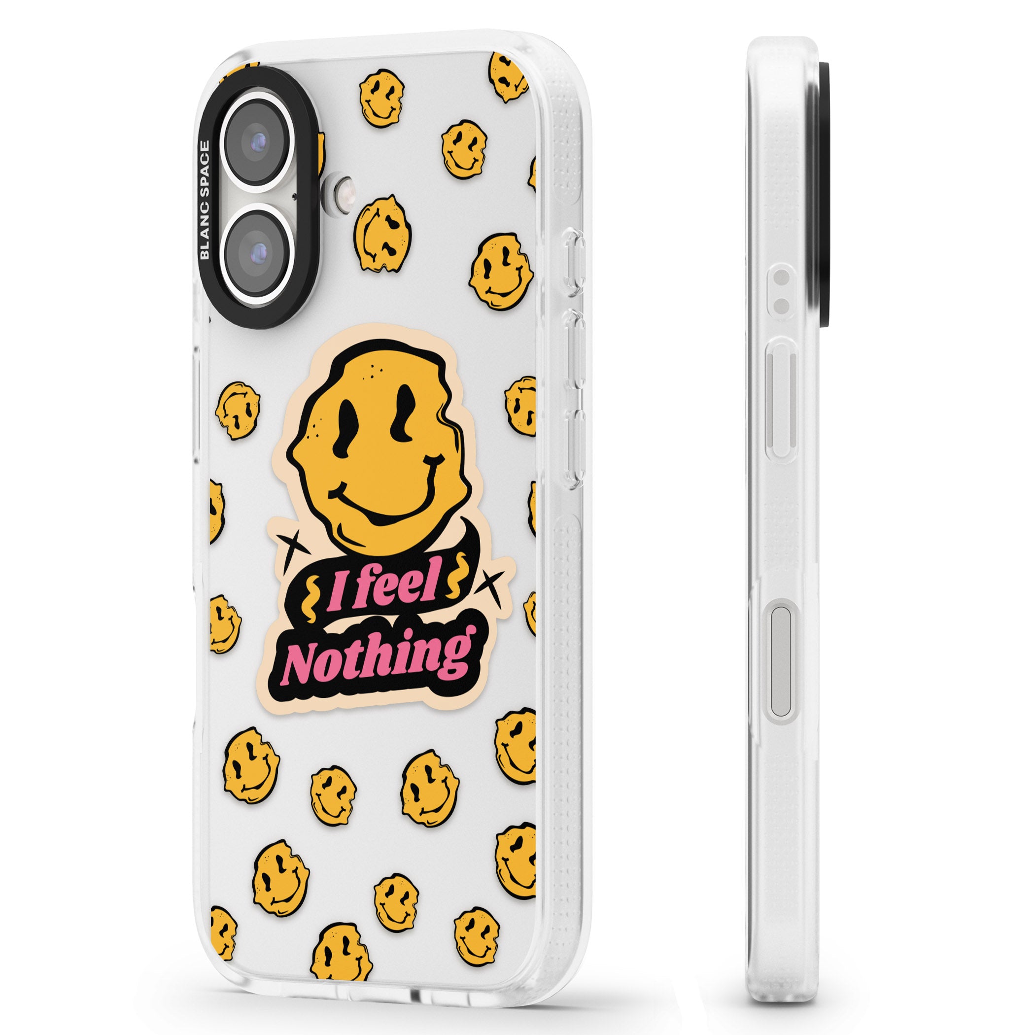 I feel nothing (Clear) iPhone 16 / 16 Plus Clear Case Impact Air - Blanc Space