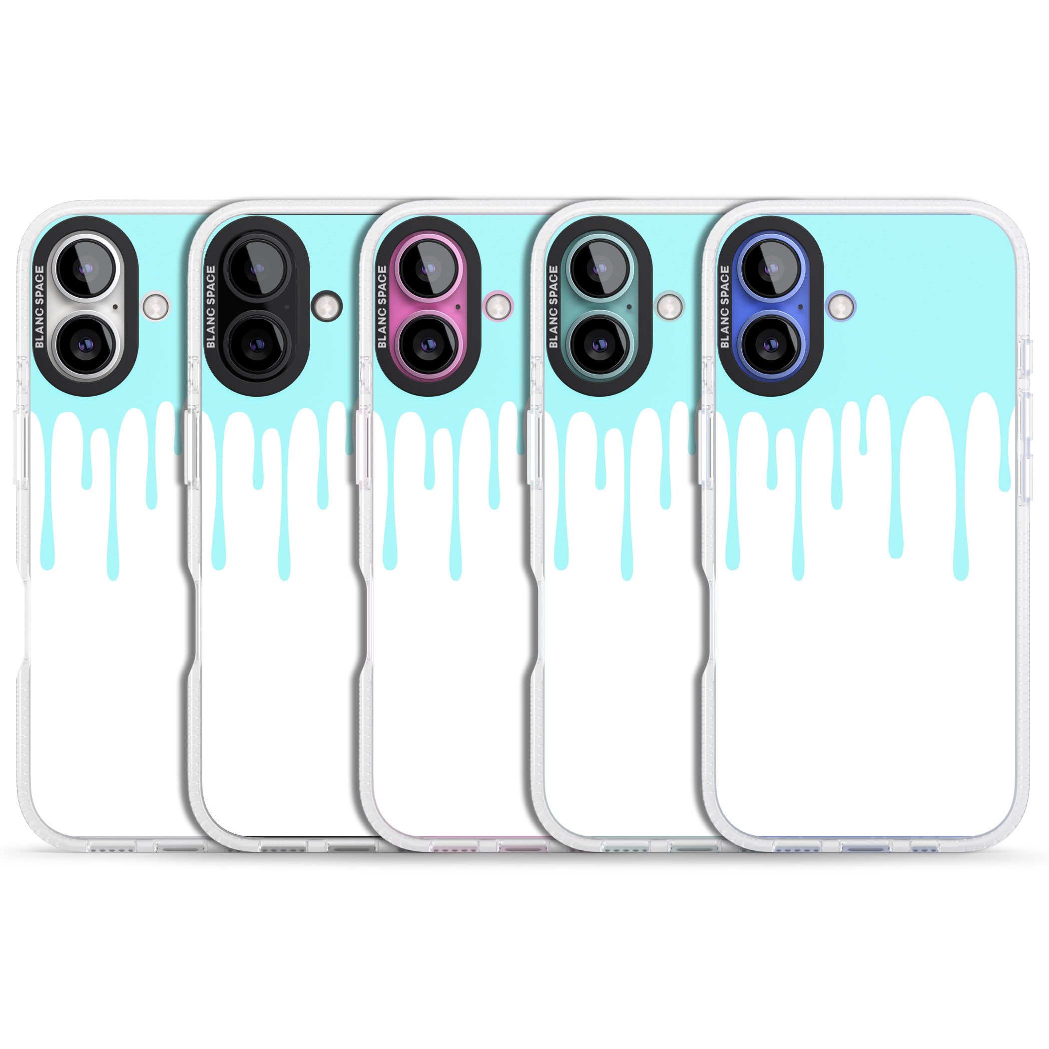 Melted Effect: Teal & White iPhone 16 / 16 Plus Clear Case Impact Air - Blanc Space