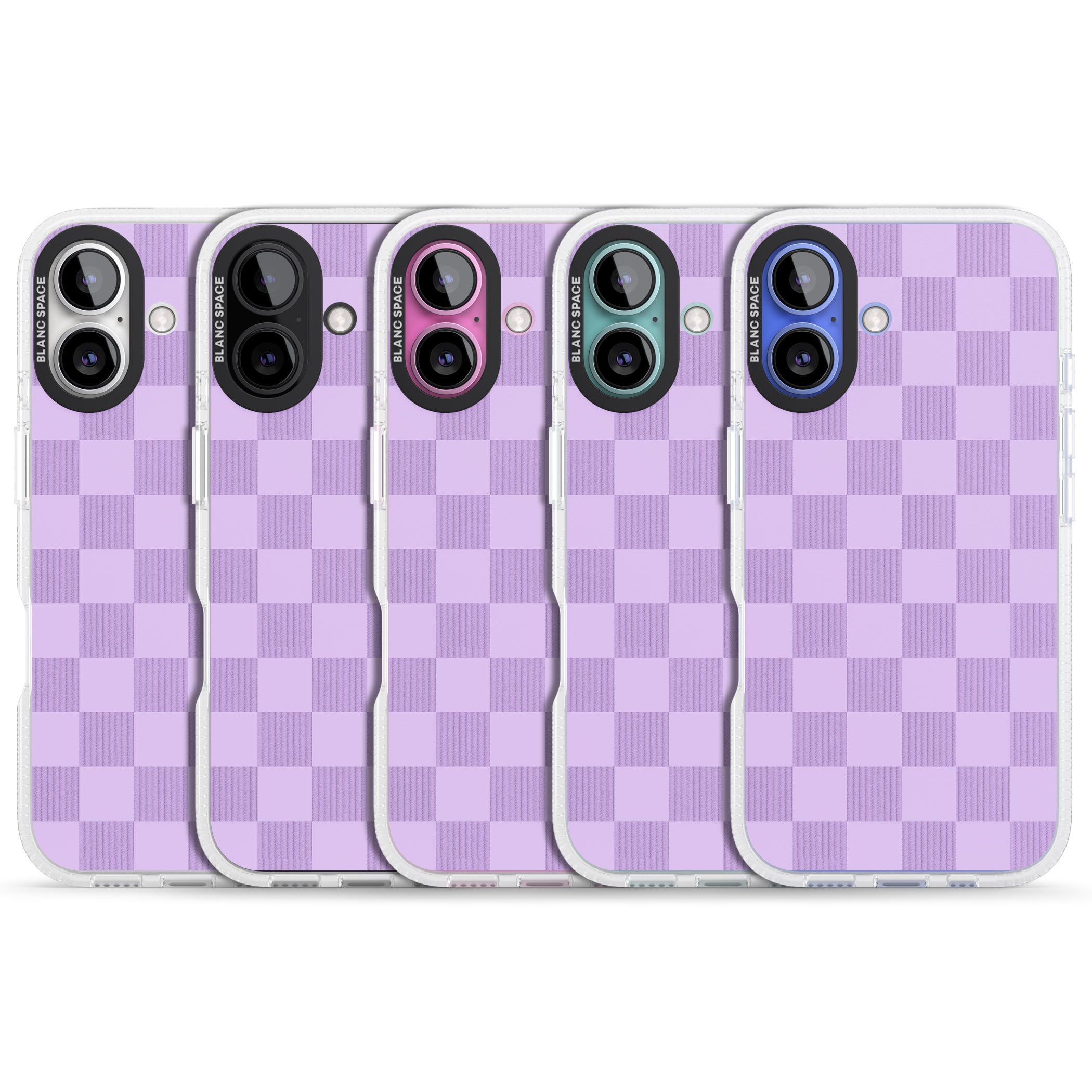 LILAC CHECKERED iPhone 16 / 16 Plus Clear Case Impact Air - Blanc Space