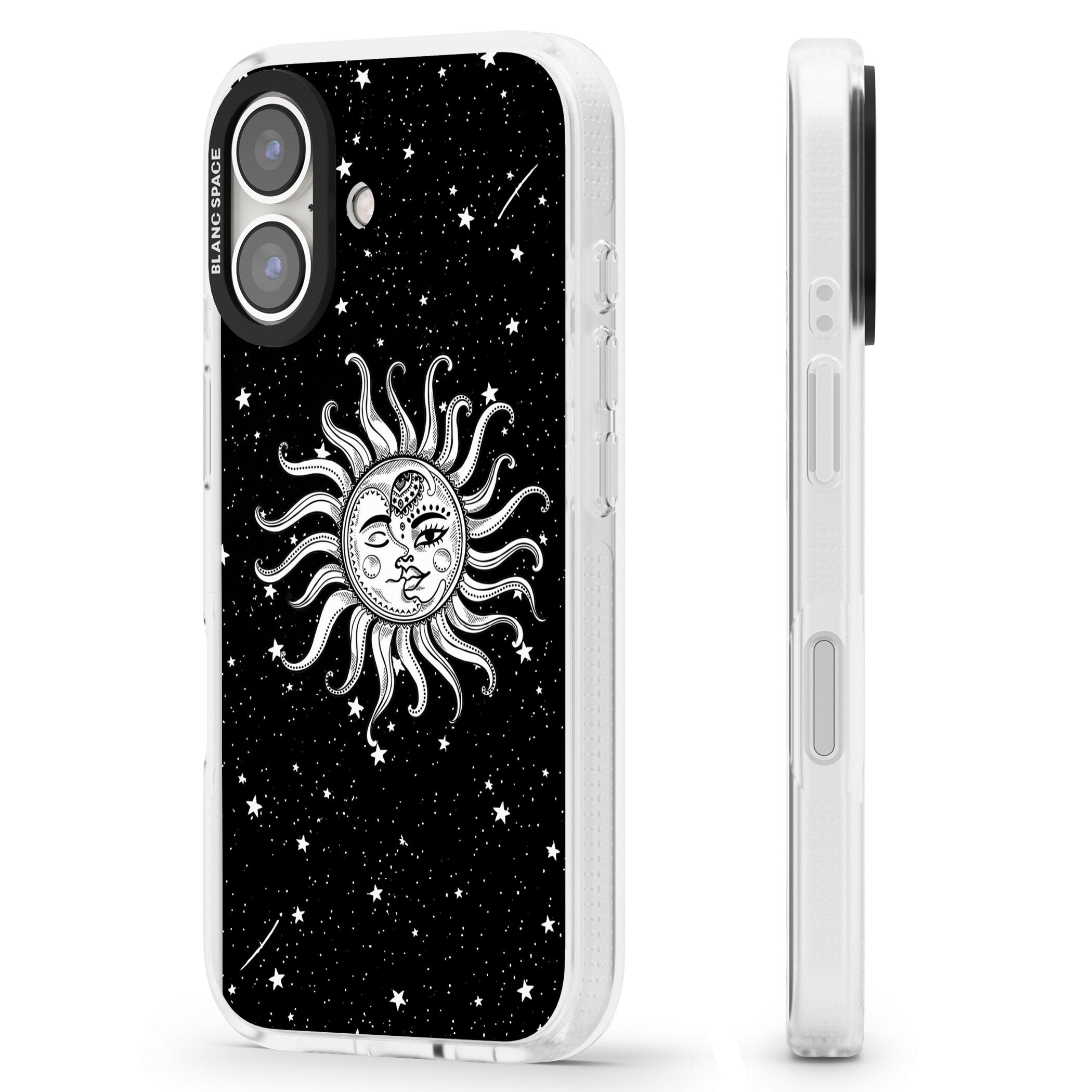 Mystic Sun Moon iPhone 16 / 16 Plus Clear Case Impact Air - Blanc Space