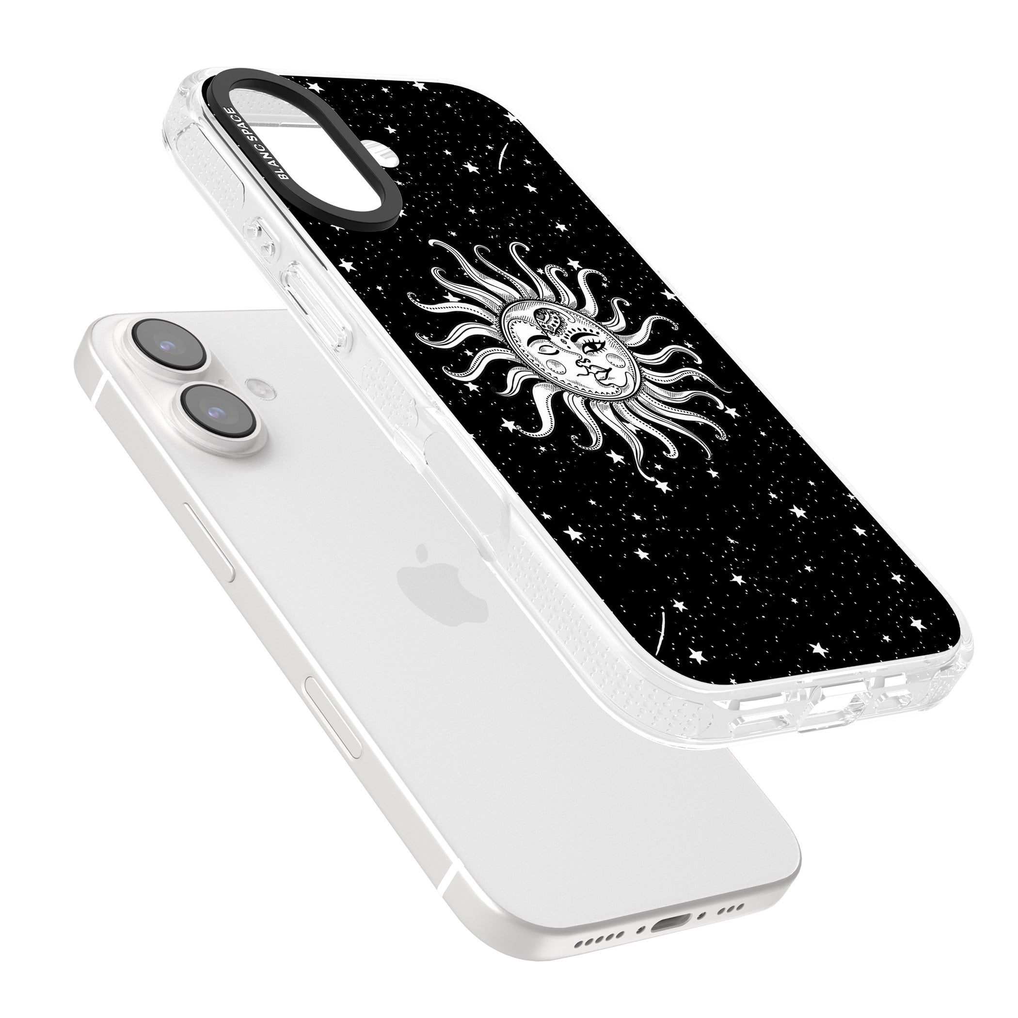 Mystic Sun Moon iPhone 16 / 16 Plus Clear Case Impact Air - Blanc Space