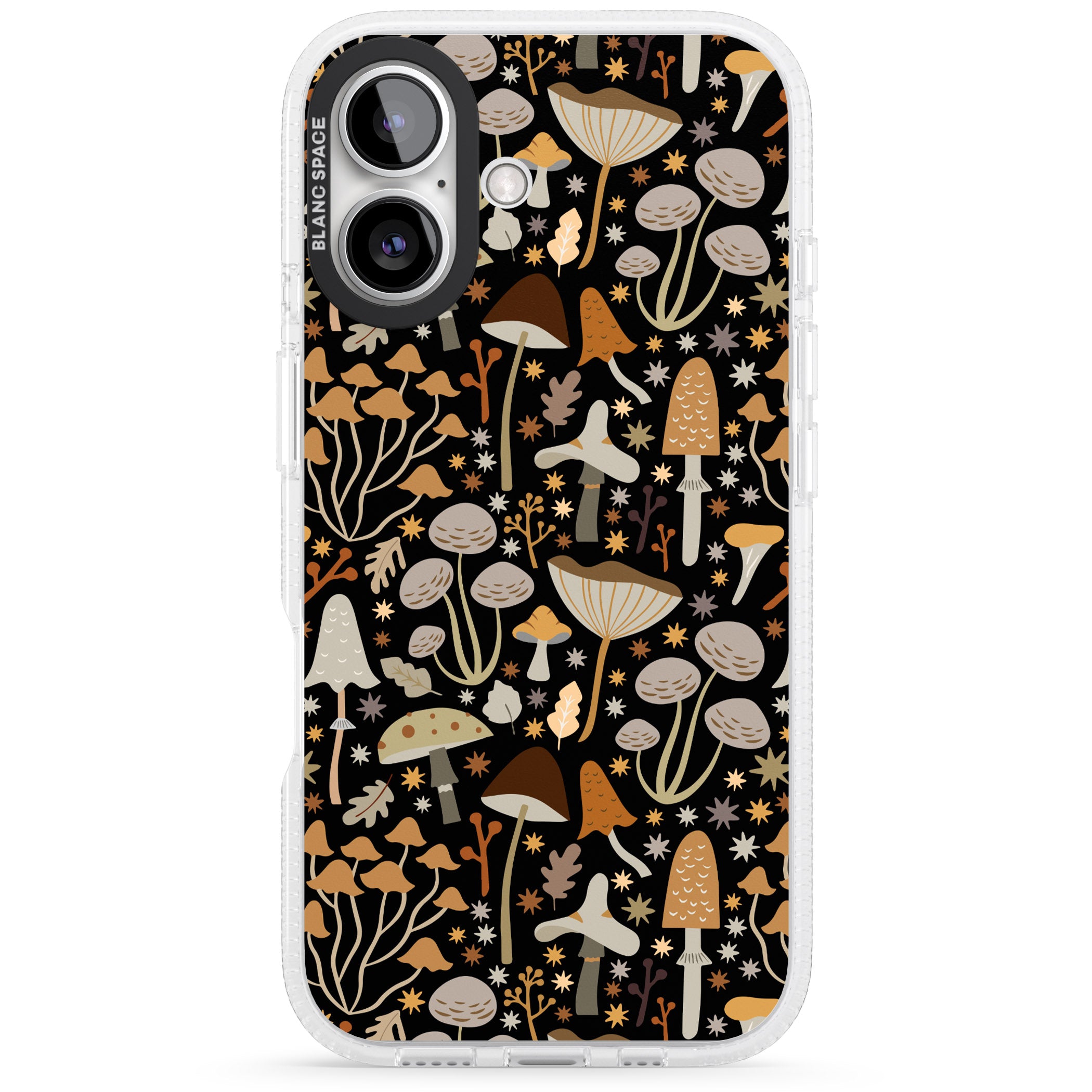 Sentimental Mushrooms Pattern iPhone 16 / 16 Plus Clear Case Impact Air - Blanc Space