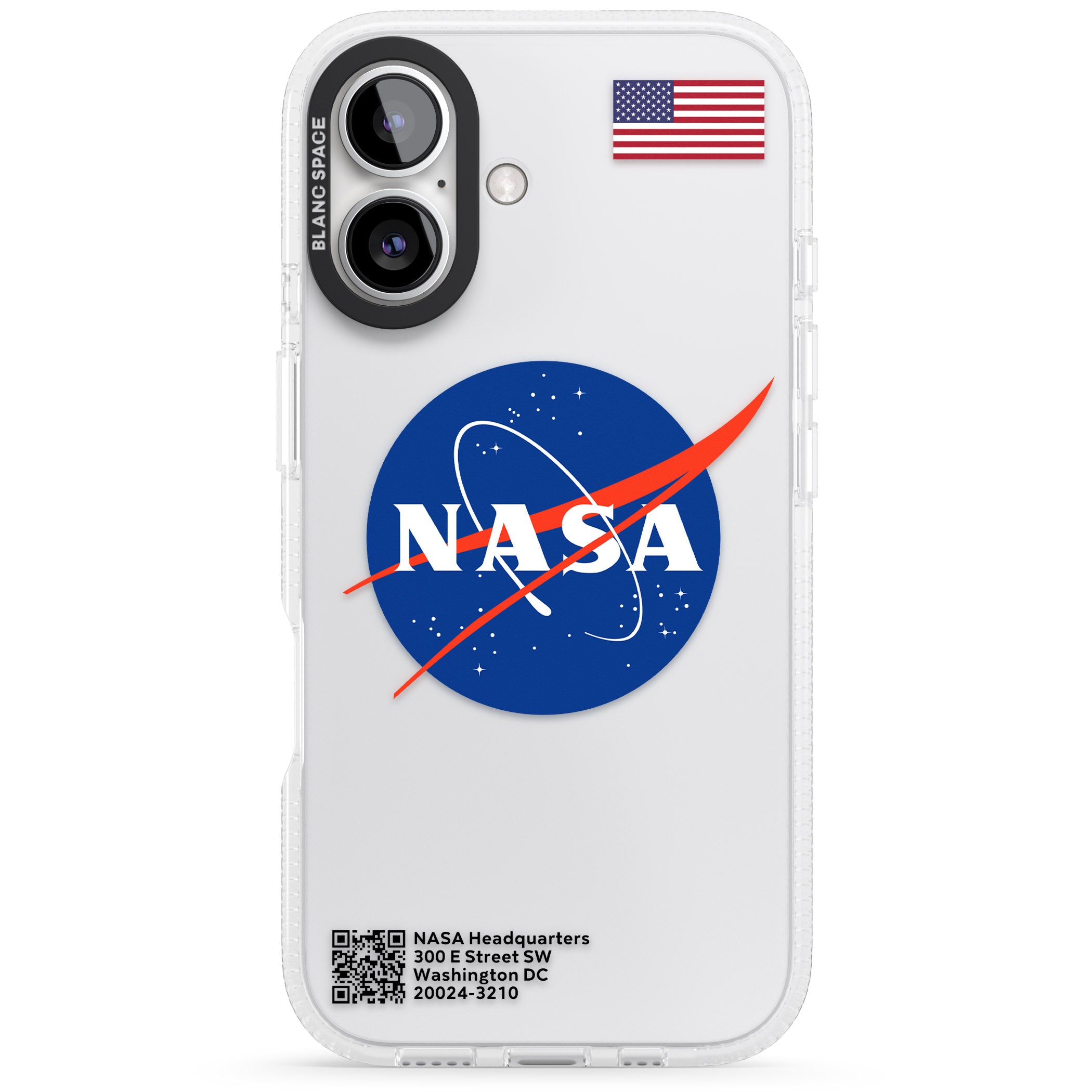 NASA Meatball iPhone 16 / 16 Plus Clear Case Impact Air - Blanc Space