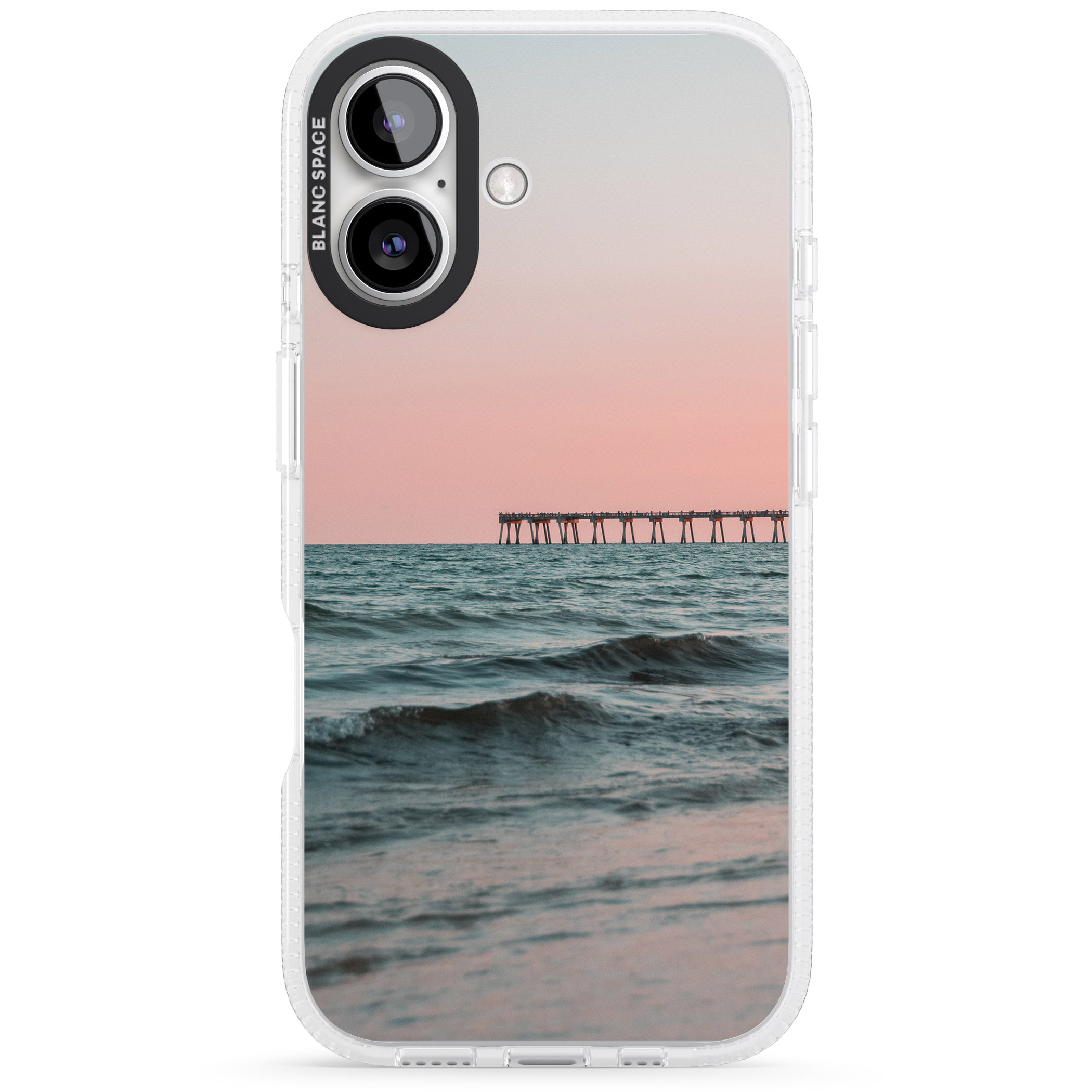 Beach Pier Photograph iPhone 16 / 16 Plus Clear Case Impact Air - Blanc Space