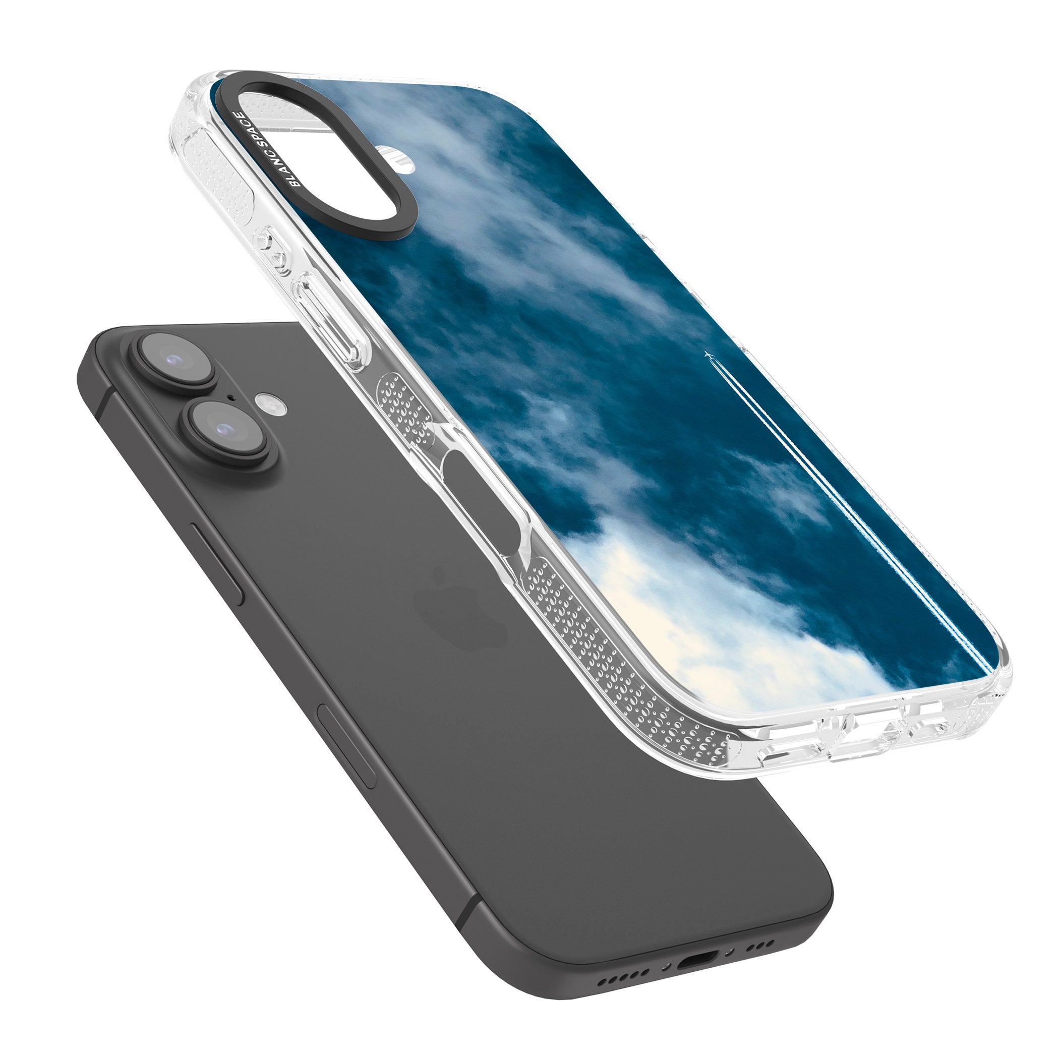 Plane in Cloudy Sky Photograph iPhone 16 / 16 Plus Clear Case Impact Air - Blanc Space