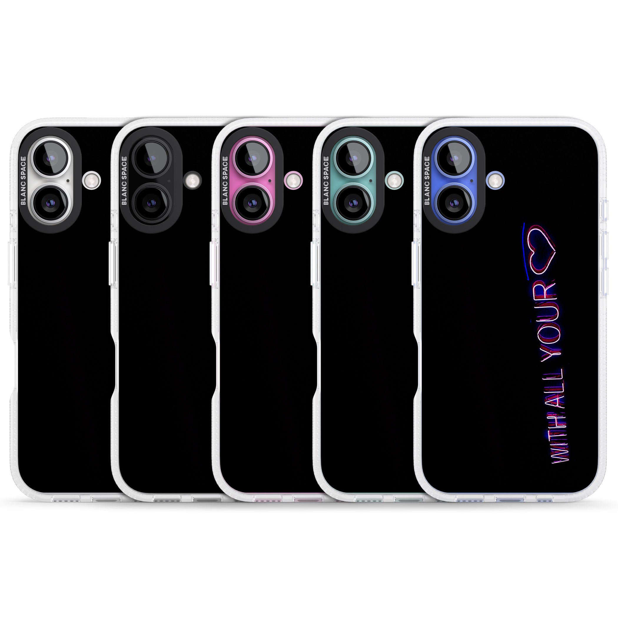 With All Your Heart Neon Sign iPhone 16 / 16 Plus Clear Case Impact Air - Blanc Space