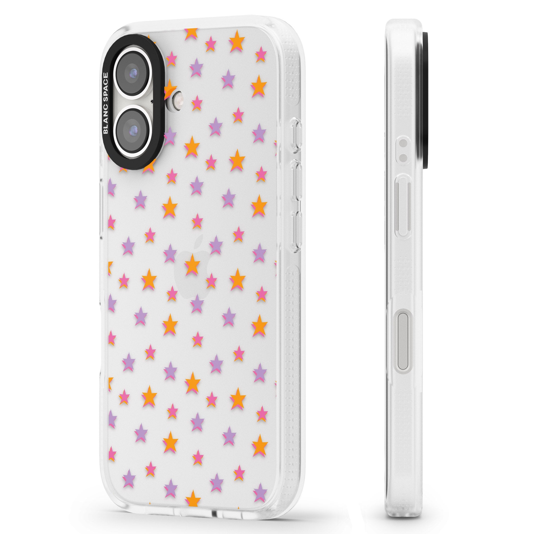 Spangling Stars Pattern iPhone 16 / 16 Plus Clear Case Impact Air - Blanc Space