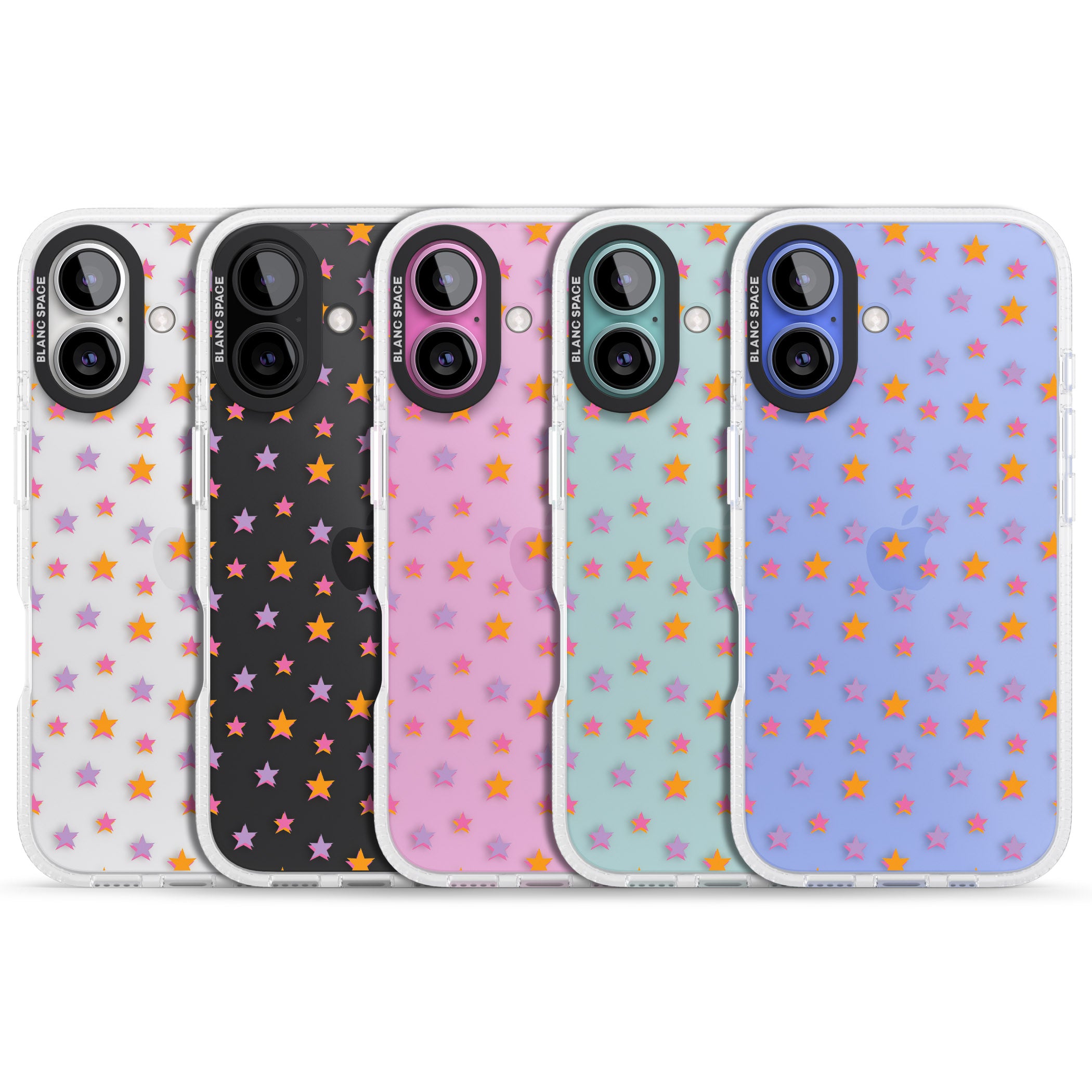 Spangling Stars Pattern iPhone 16 / 16 Plus Clear Case Impact Air - Blanc Space
