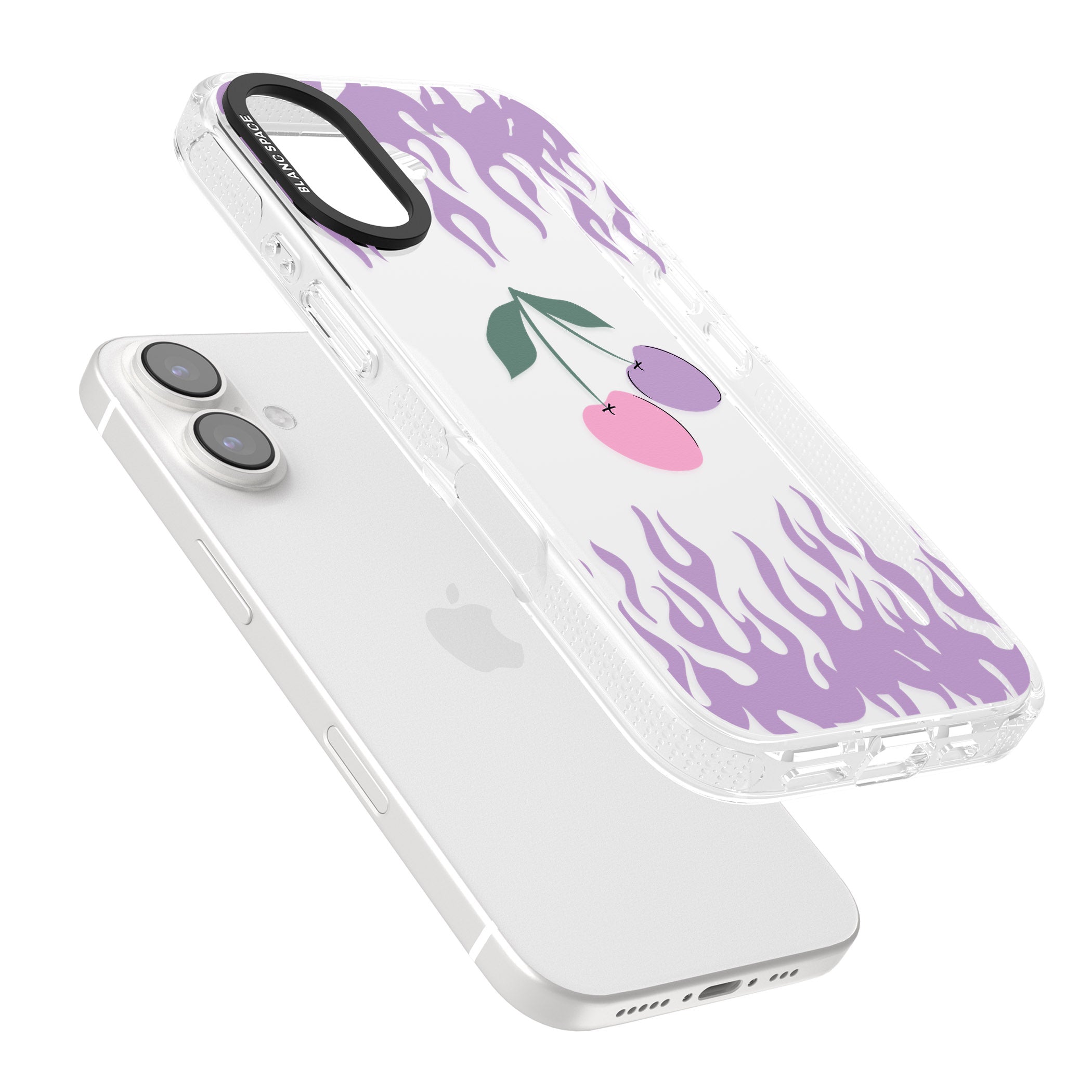 Cherries n' Flames iPhone 16 / 16 Plus Clear Case Impact Air - Blanc Space