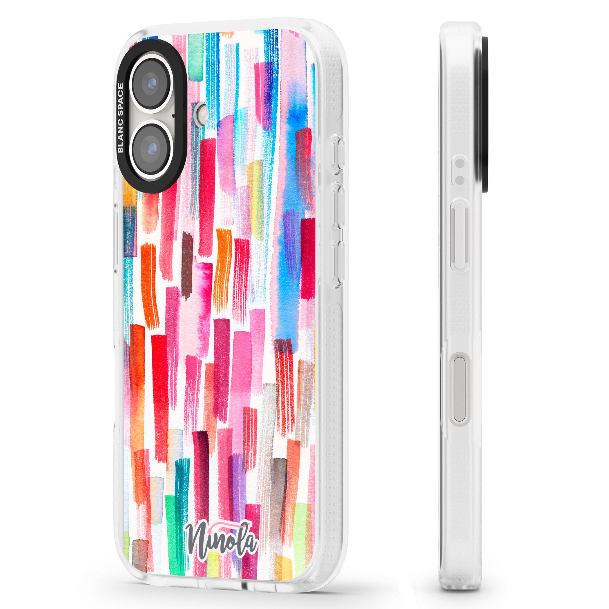 Colorful Brushstrokes iPhone 16 / 16 Plus Clear Case Impact Air - Blanc Space
