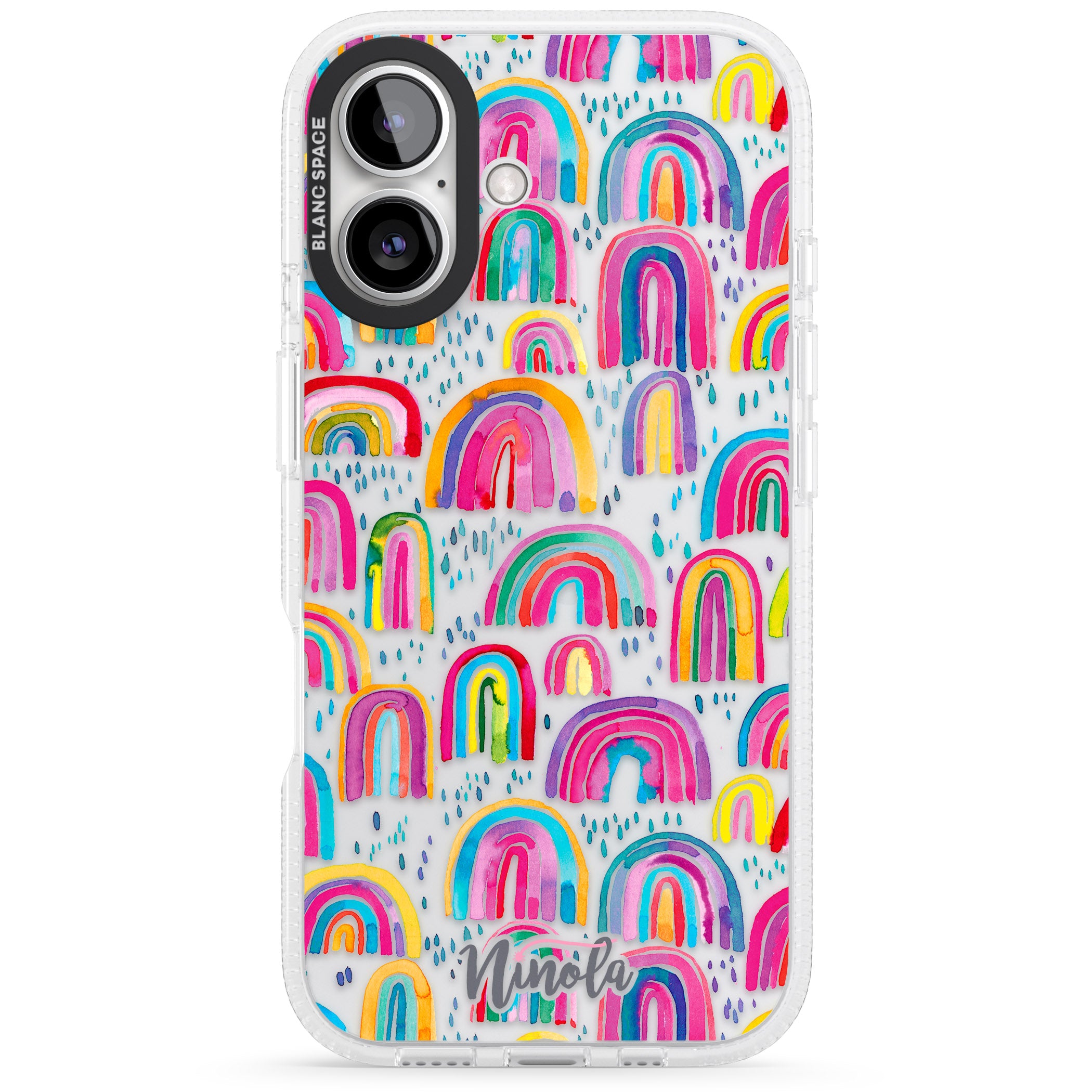 Cute Watercolor Rainbows iPhone 16 / 16 Plus Clear Case Impact Air - Blanc Space