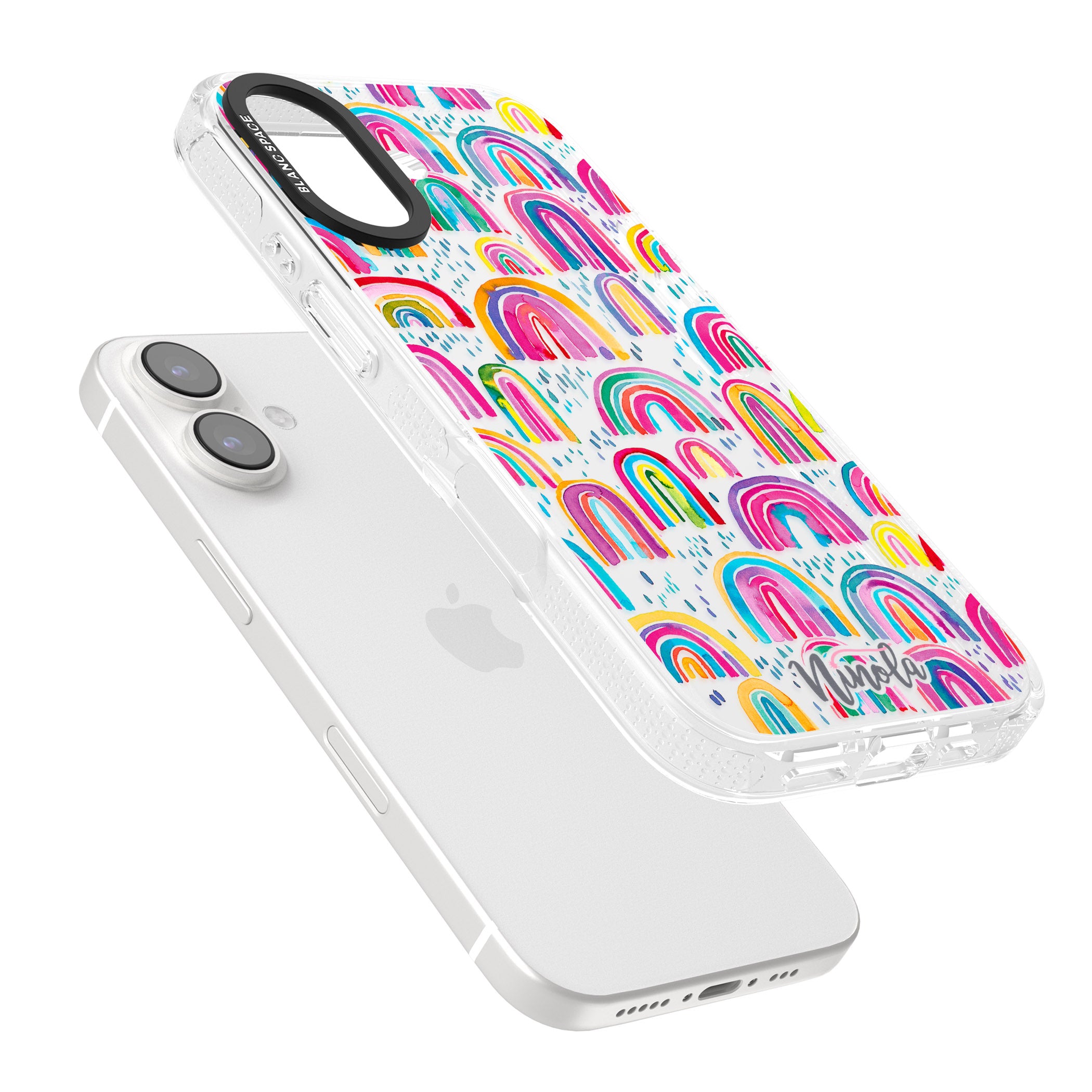 Cute Watercolor Rainbows iPhone 16 / 16 Plus Clear Case Impact Air - Blanc Space