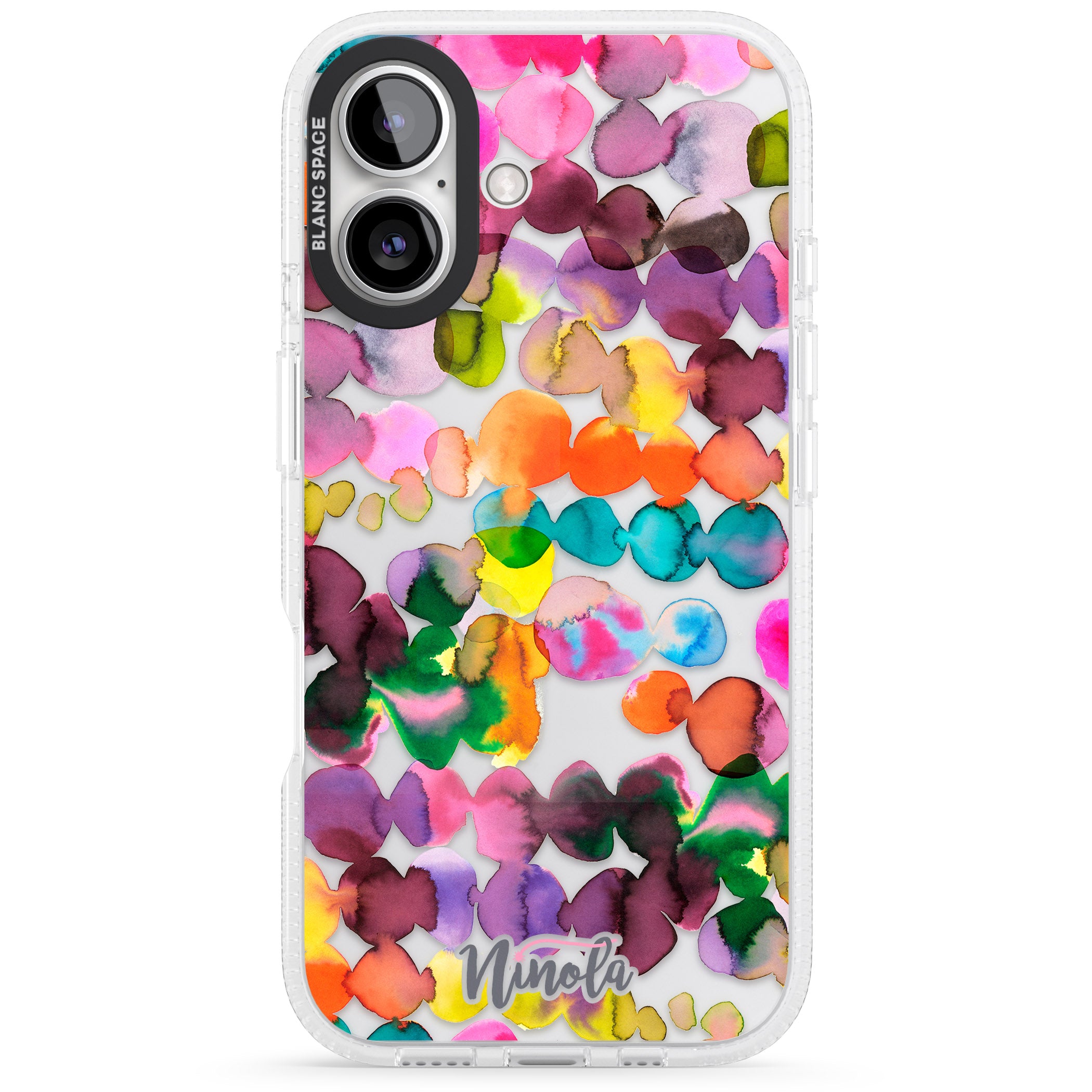 Ink Bleeding Dots iPhone 16 / 16 Plus Clear Case Impact Air - Blanc Space