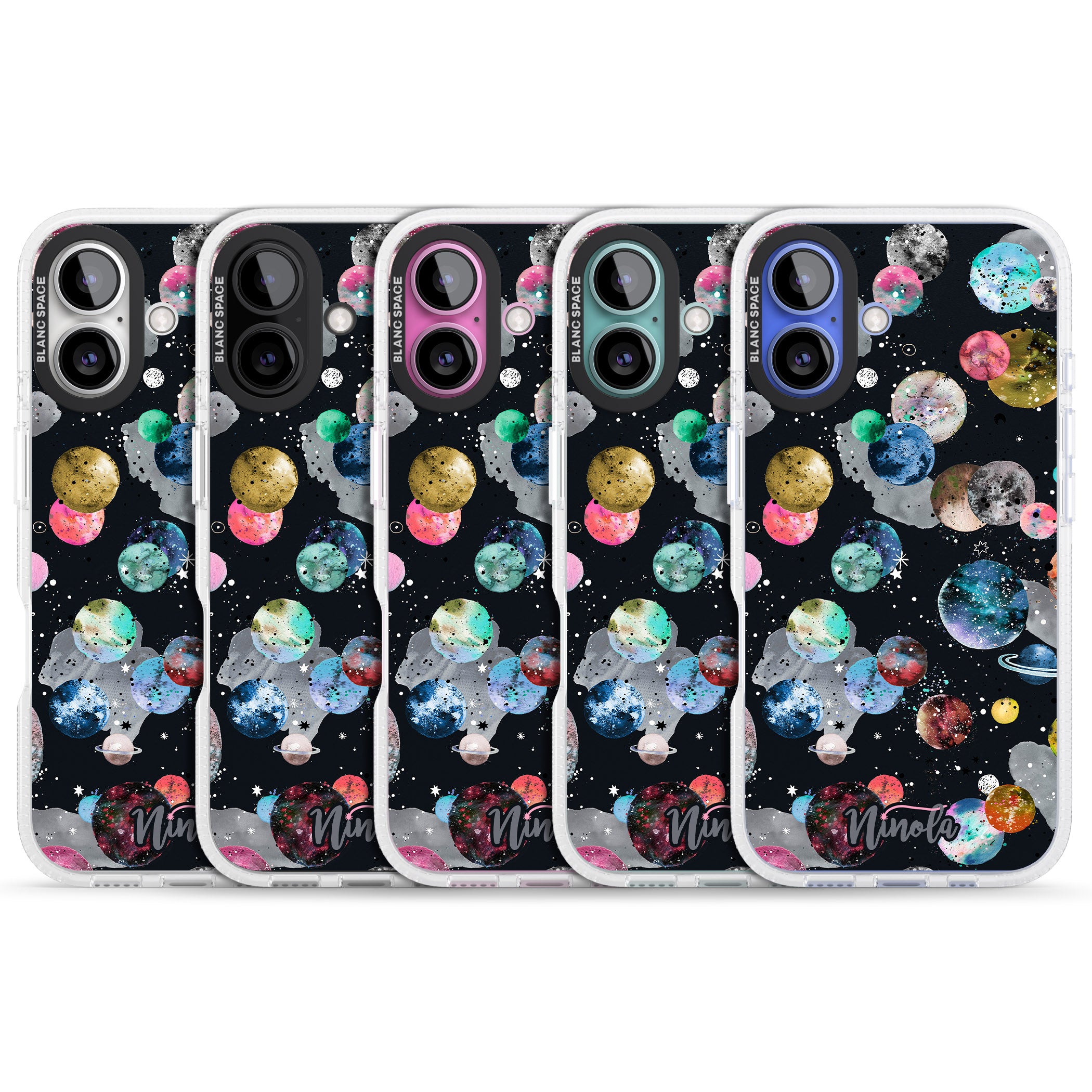 Space Planets iPhone 16 / 16 Plus Clear Case Impact Air - Blanc Space