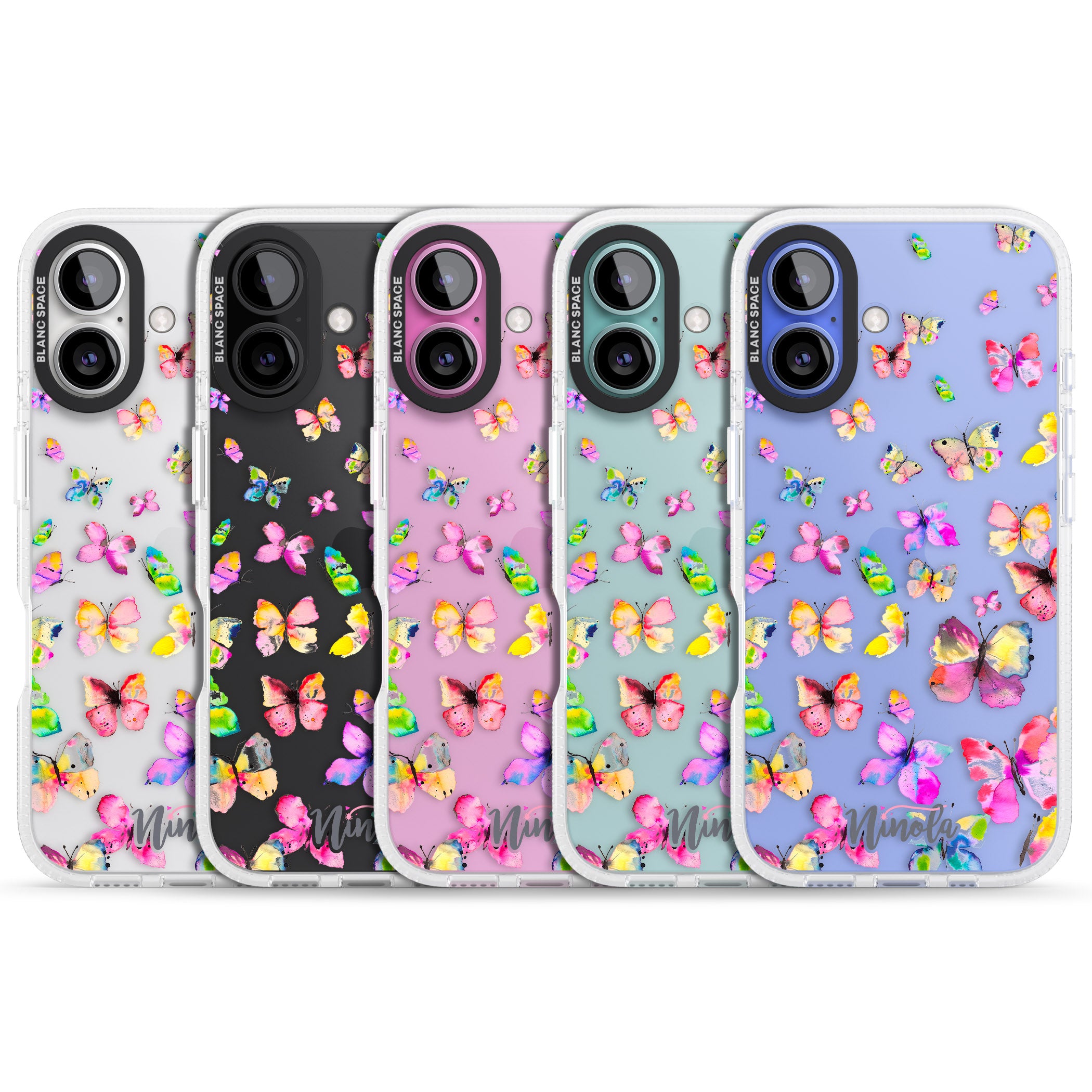 Watercolor Butterflies iPhone 16 / 16 Plus Clear Case Impact Air - Blanc Space