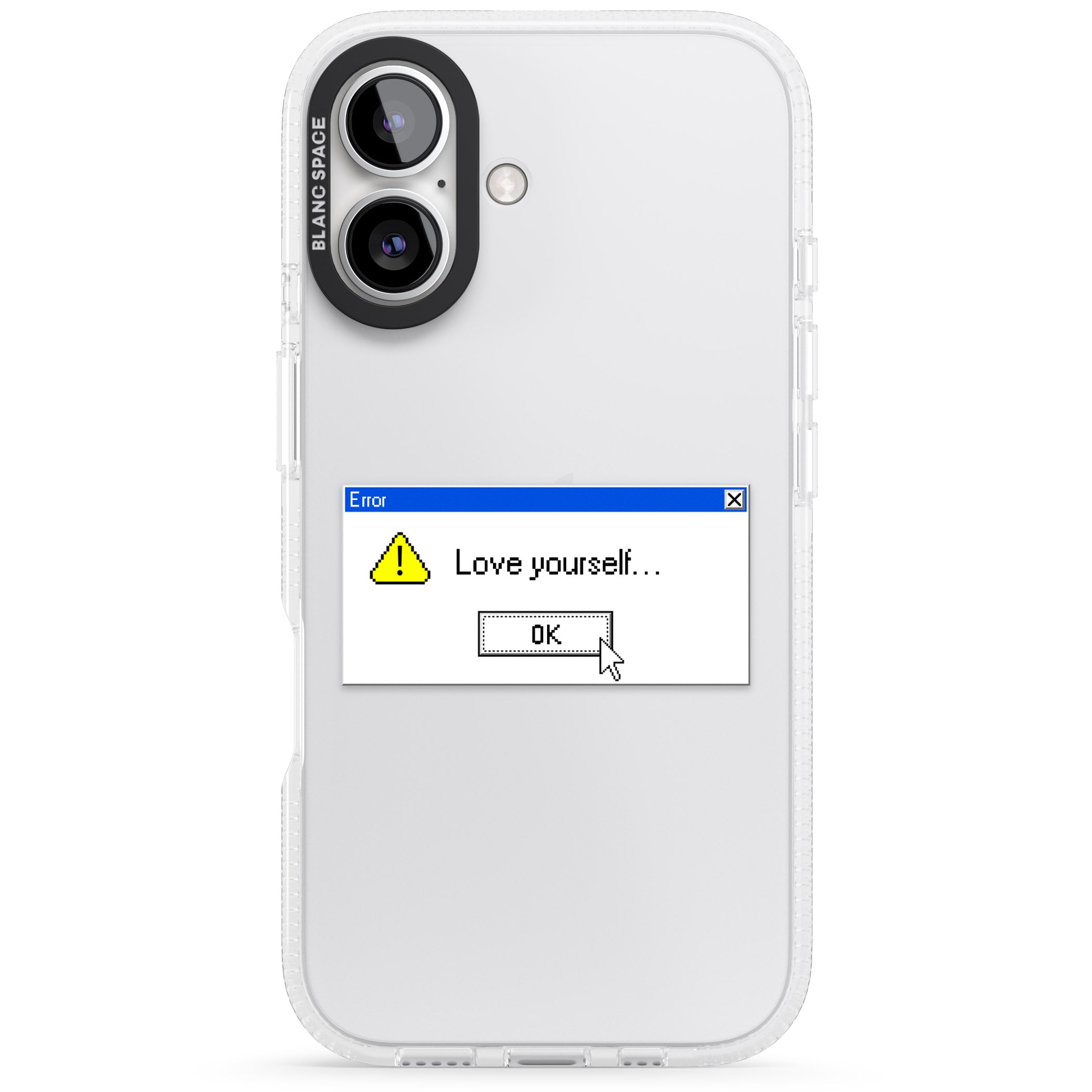Love yourself.exe iPhone 16 / 16 Plus Clear Case Impact Air - Blanc Space