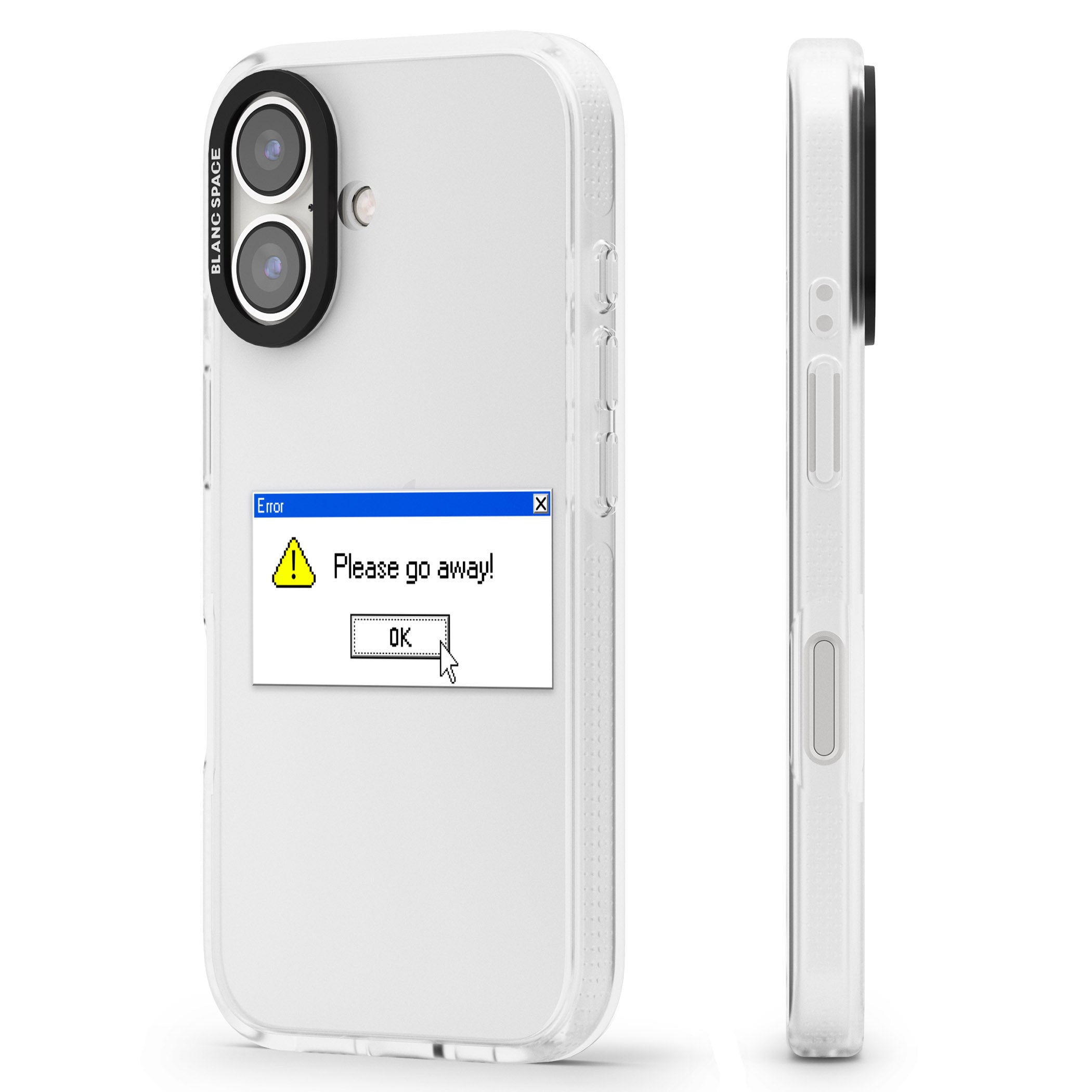 Please go away.exe iPhone 16 / 16 Plus Clear Case Impact Air - Blanc Space
