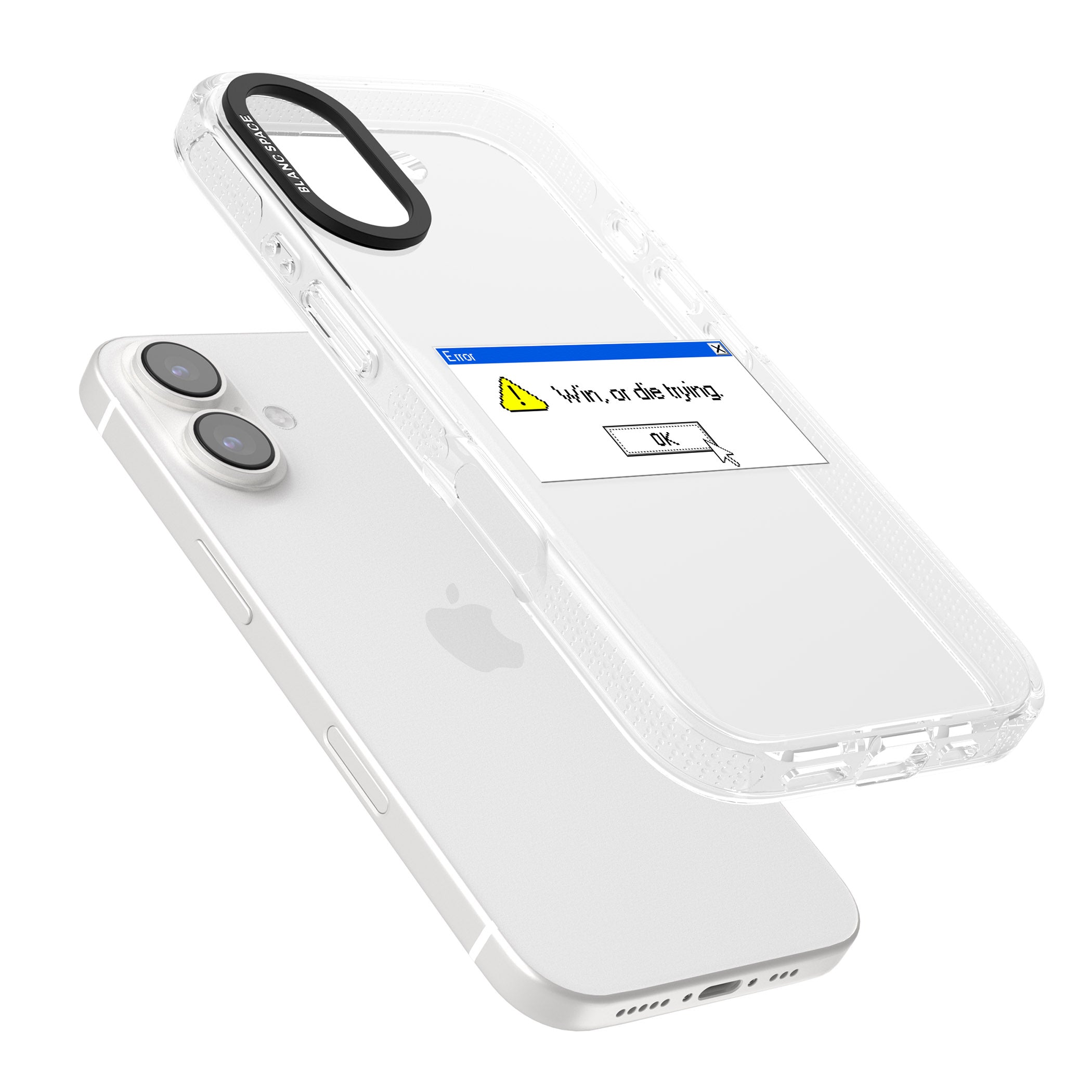 Win or die trying.exe iPhone 16 / 16 Plus Clear Case Impact Air - Blanc Space