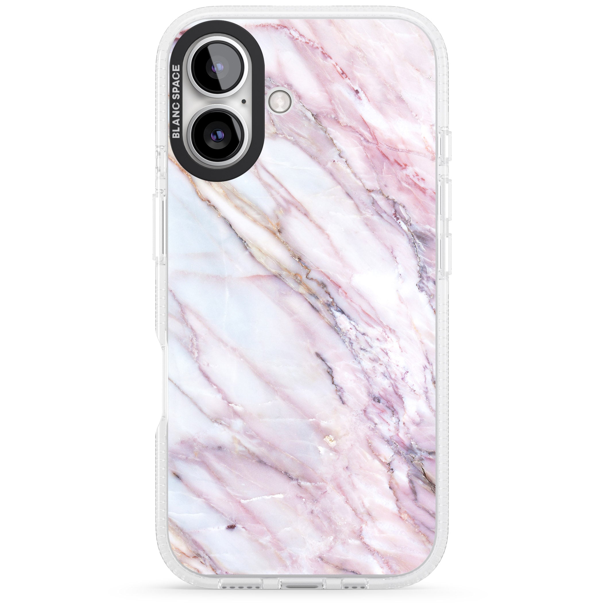 Pink & Purple Marble iPhone 16 / 16 Plus Clear Case Impact Air - Blanc Space