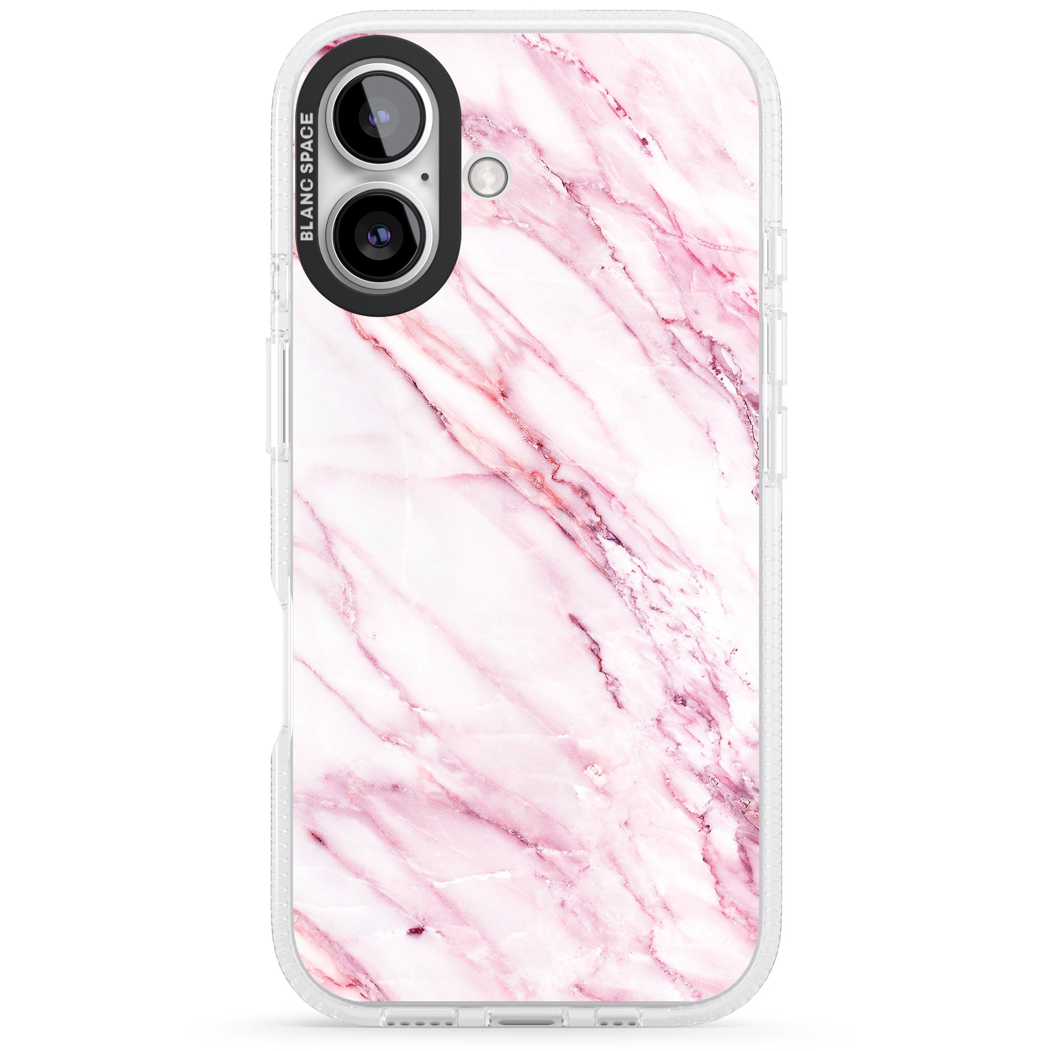 White & Pink Onyx Marble Texture iPhone 16 / 16 Plus Clear Case Impact Air - Blanc Space