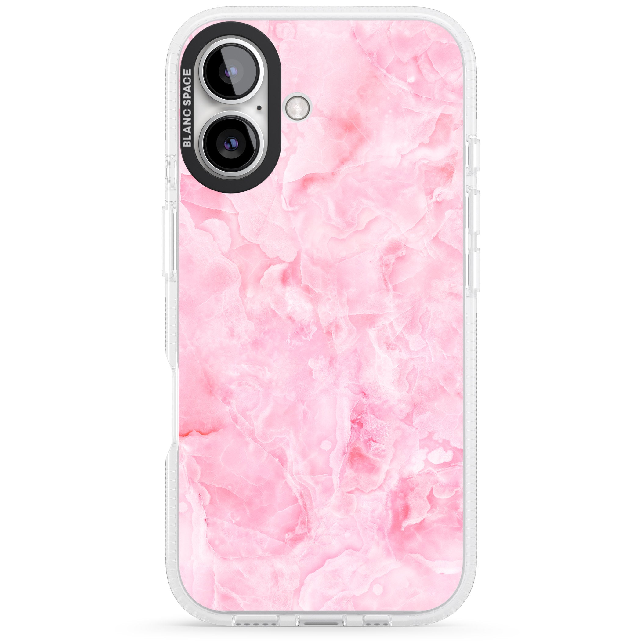 Bright Pink Onyx Marble Texture iPhone 16 / 16 Plus Clear Case Impact Air - Blanc Space