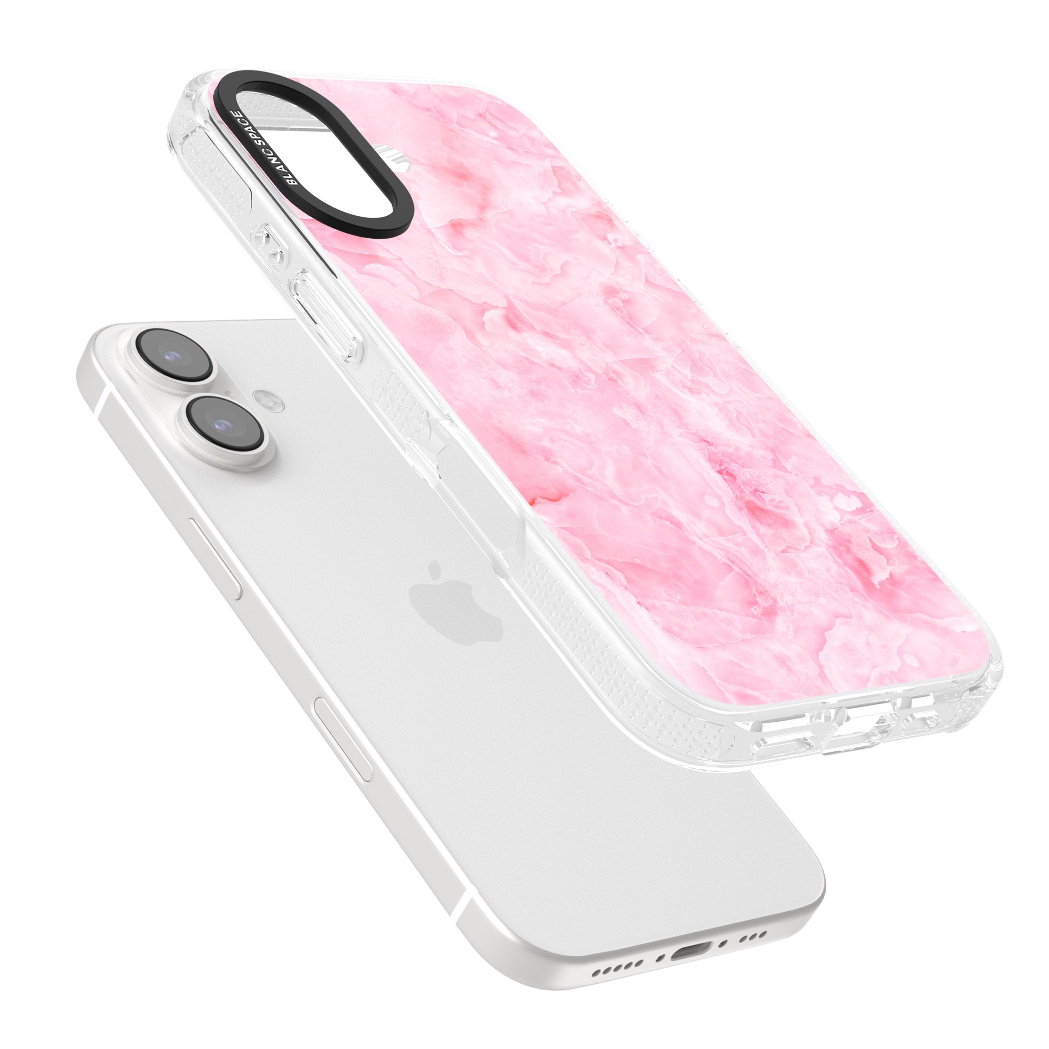 Bright Pink Onyx Marble Texture iPhone 16 / 16 Plus Clear Case Impact Air - Blanc Space
