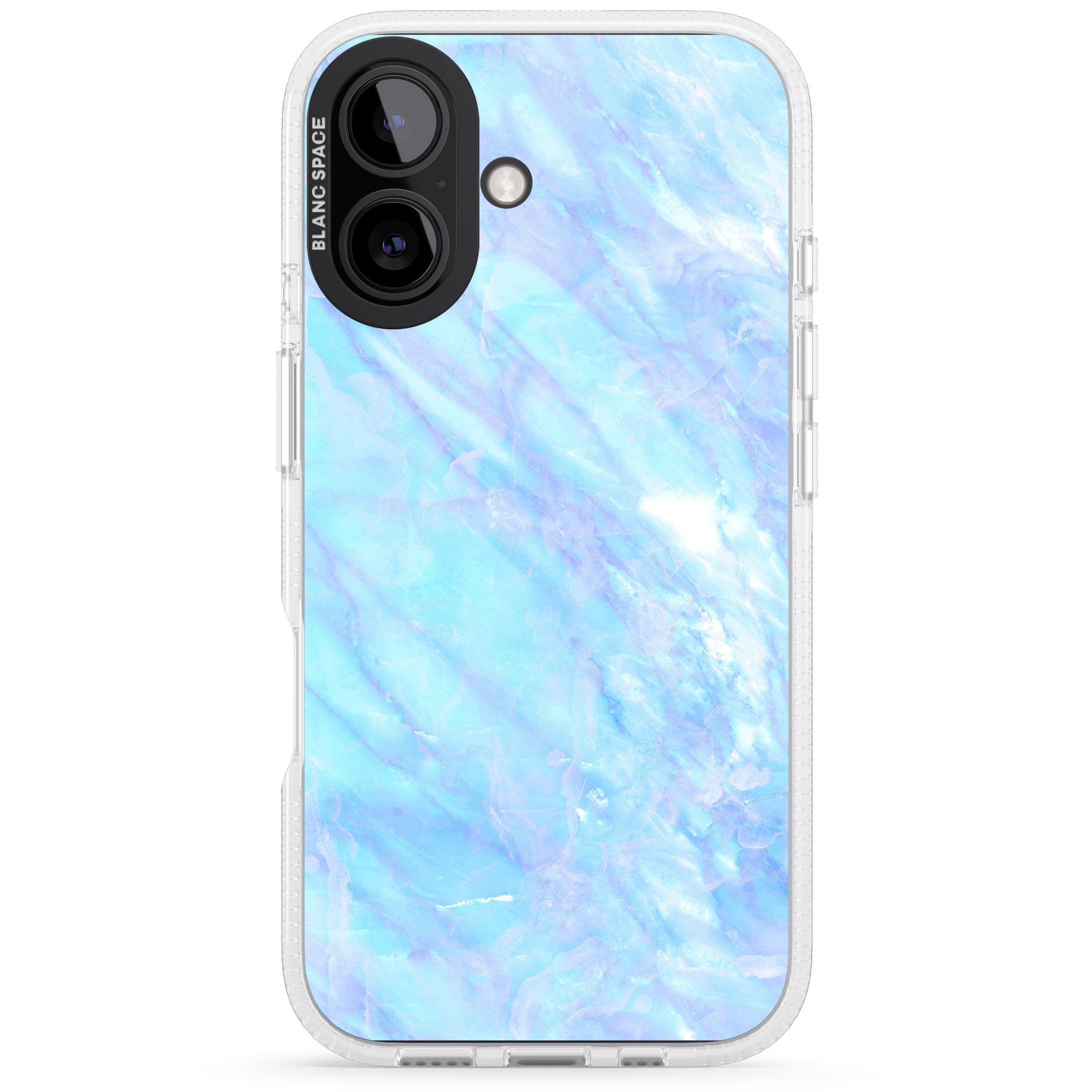 Iridescent Crystal Marble iPhone 16 / 16 Plus Clear Case Impact Air - Blanc Space