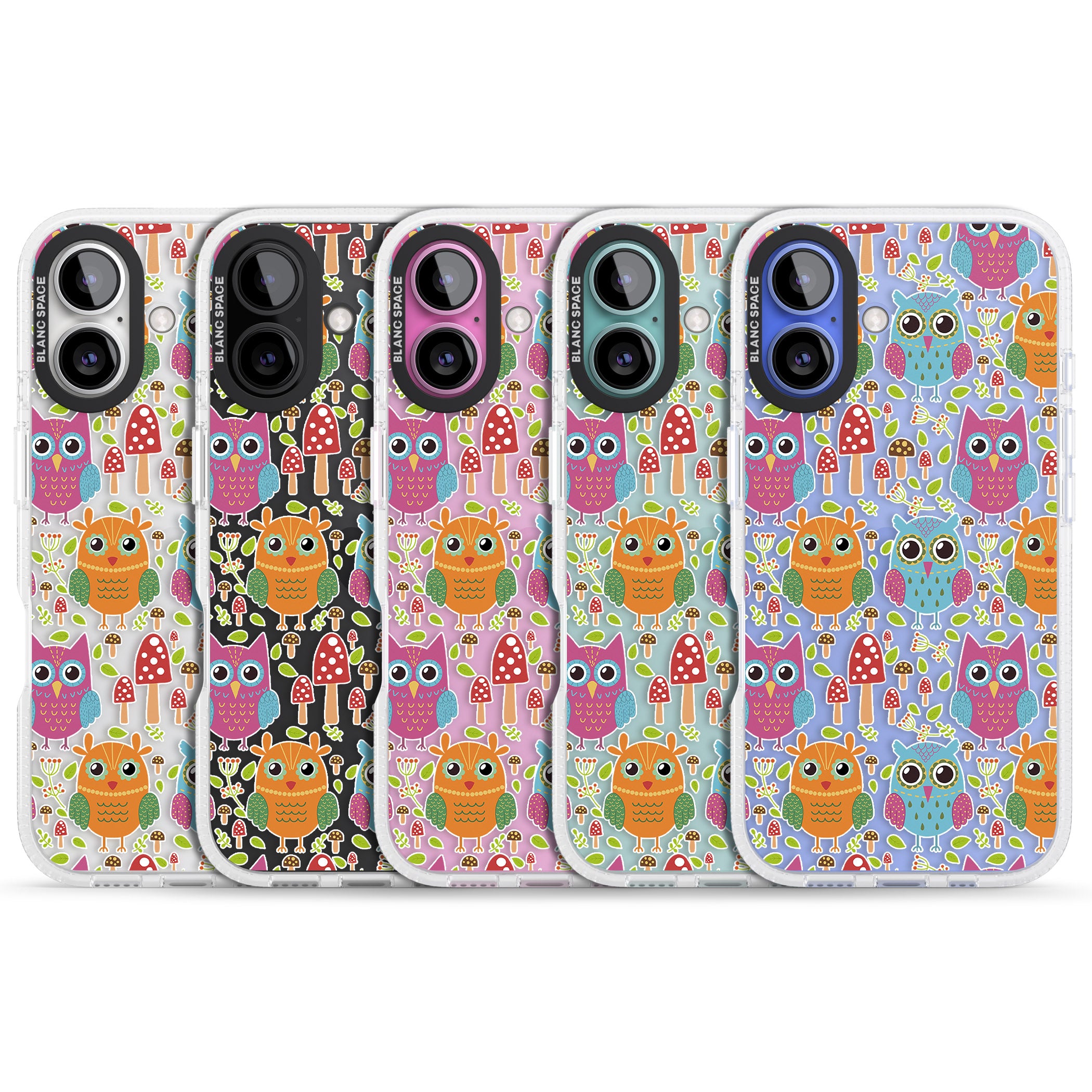 Forrest Owl Clear Pattern iPhone 16 / 16 Plus Clear Case Impact Air - Blanc Space