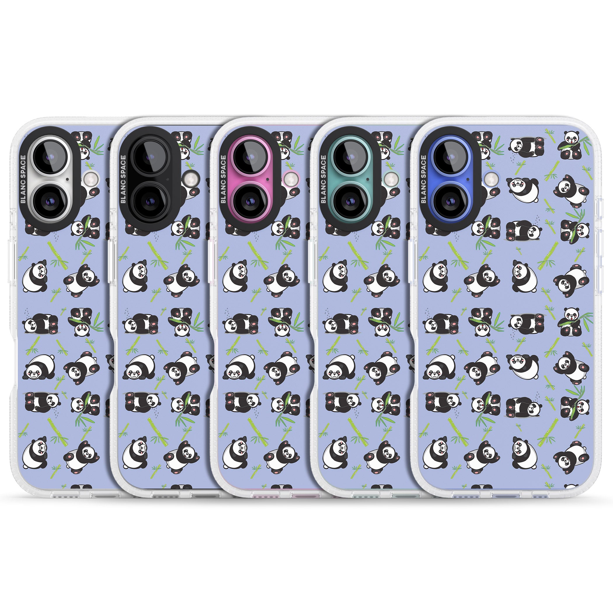 Panda Pattern iPhone 16 / 16 Plus Clear Case Impact Air - Blanc Space