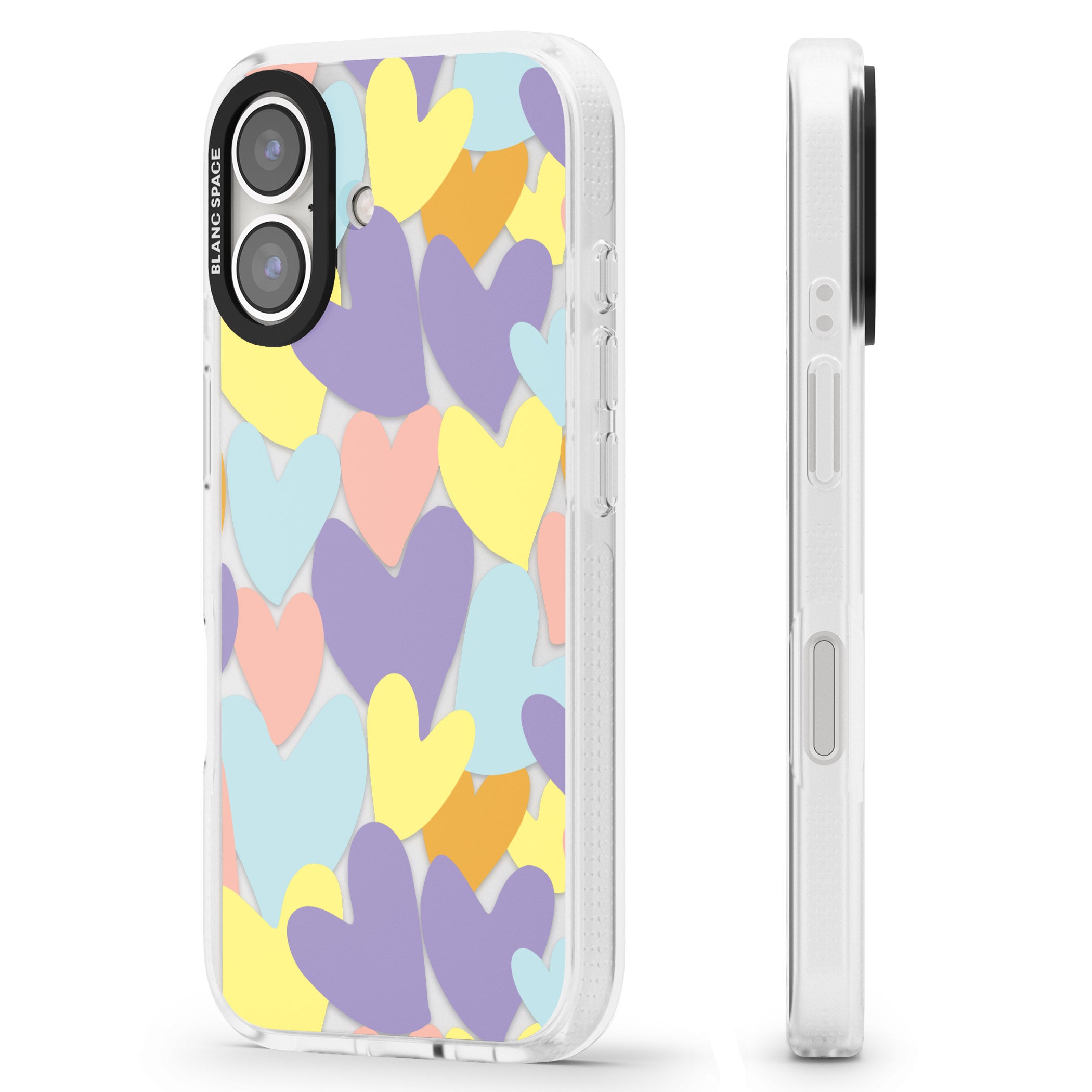 Pastel Hearts iPhone 16 / 16 Plus Clear Case Impact Air - Blanc Space