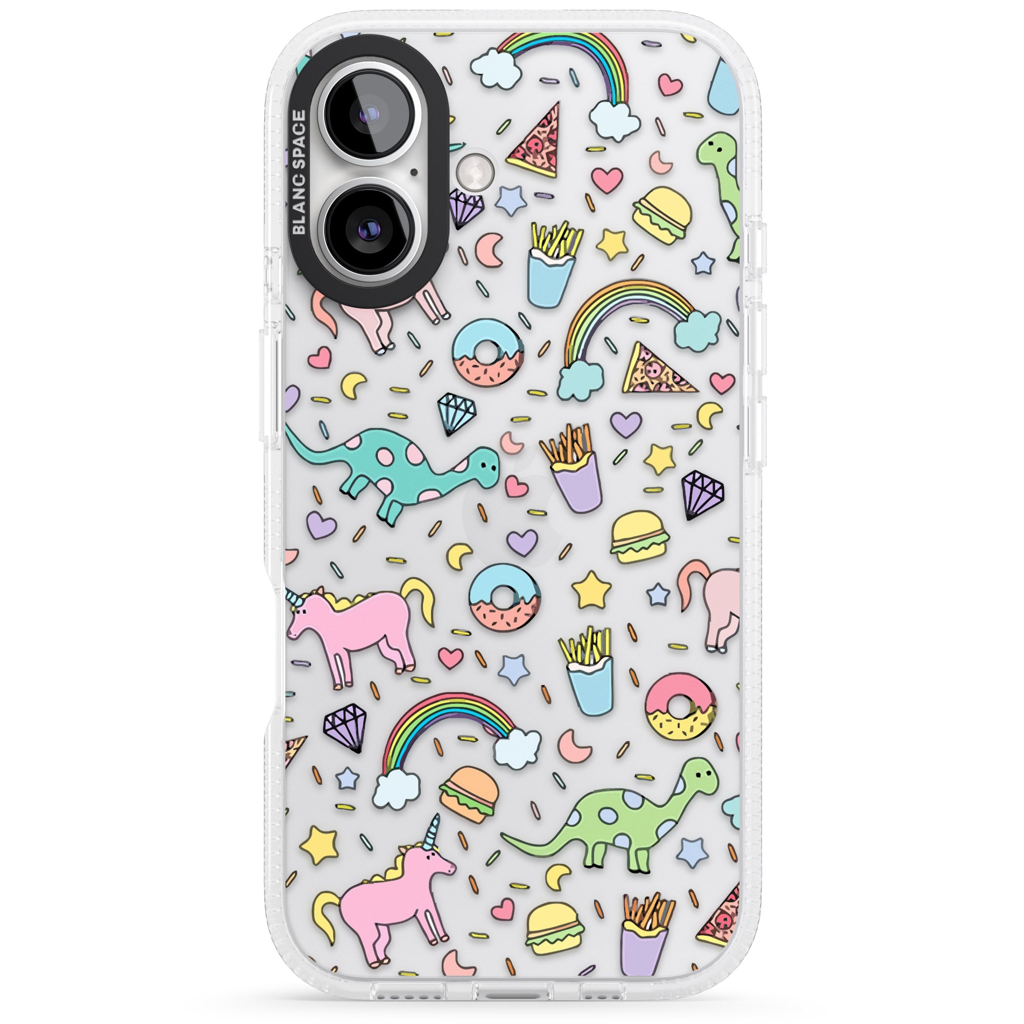 Cute Pattern iPhone 16 / 16 Plus Clear Case Impact Air - Blanc Space