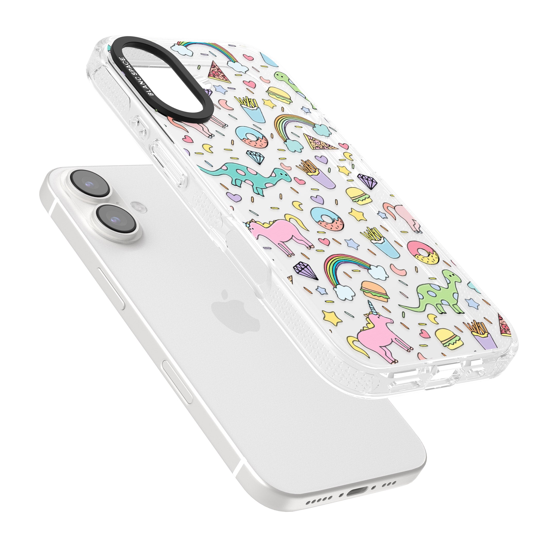 Cute Pattern iPhone 16 / 16 Plus Clear Case Impact Air - Blanc Space