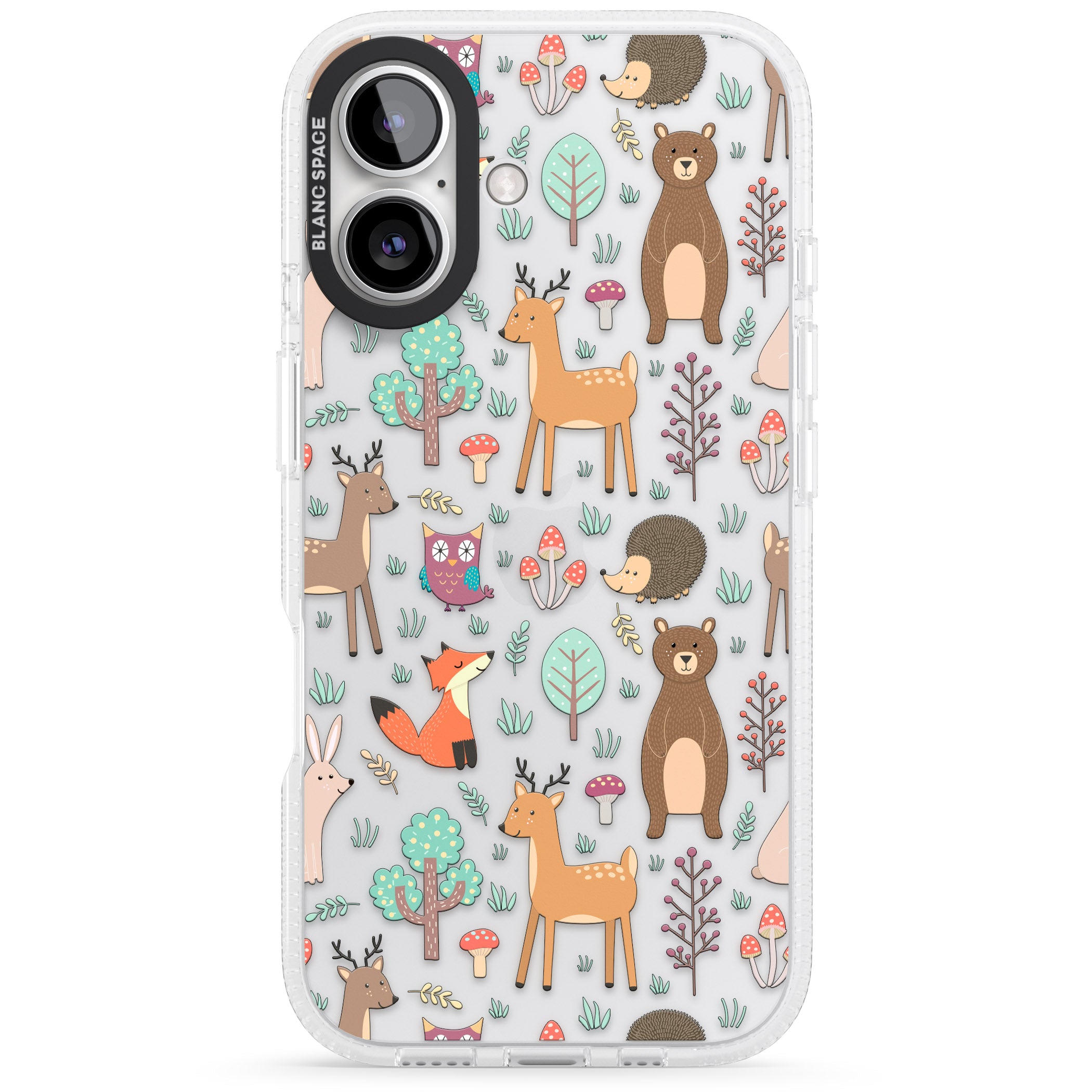Wildlife Pattern iPhone 16 / 16 Plus Clear Case Impact Air - Blanc Space
