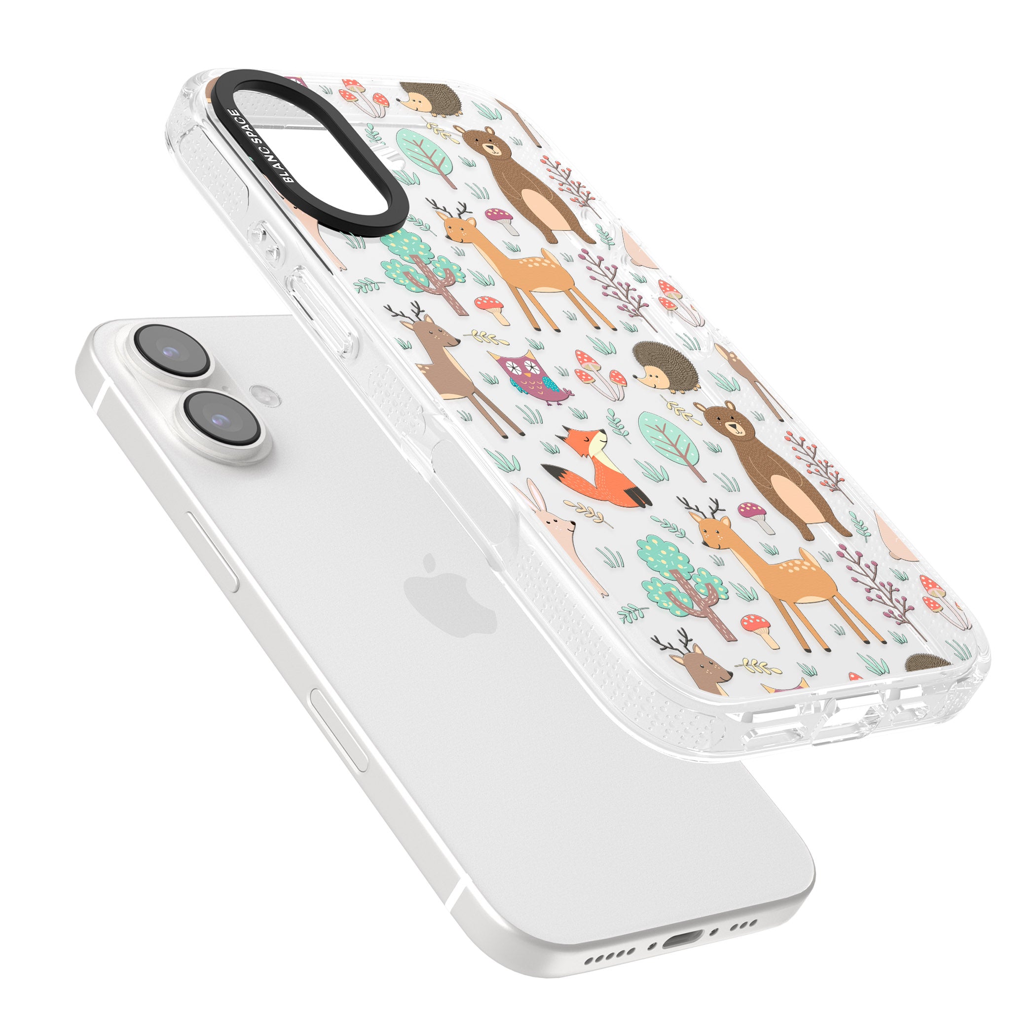 Wildlife Pattern iPhone 16 / 16 Plus Clear Case Impact Air - Blanc Space