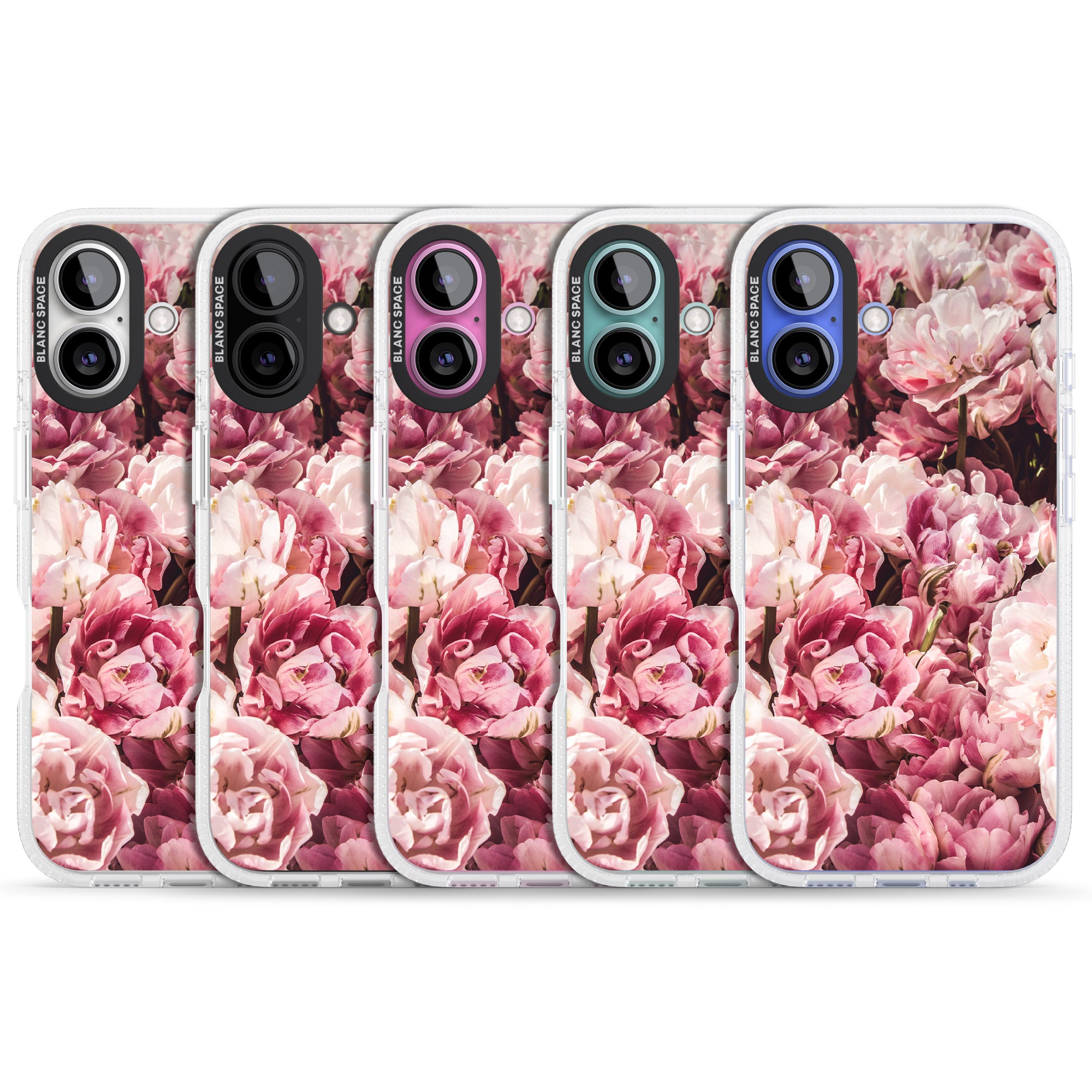 Pink Peonies iPhone 16 / 16 Plus Clear Case Impact Air - Blanc Space